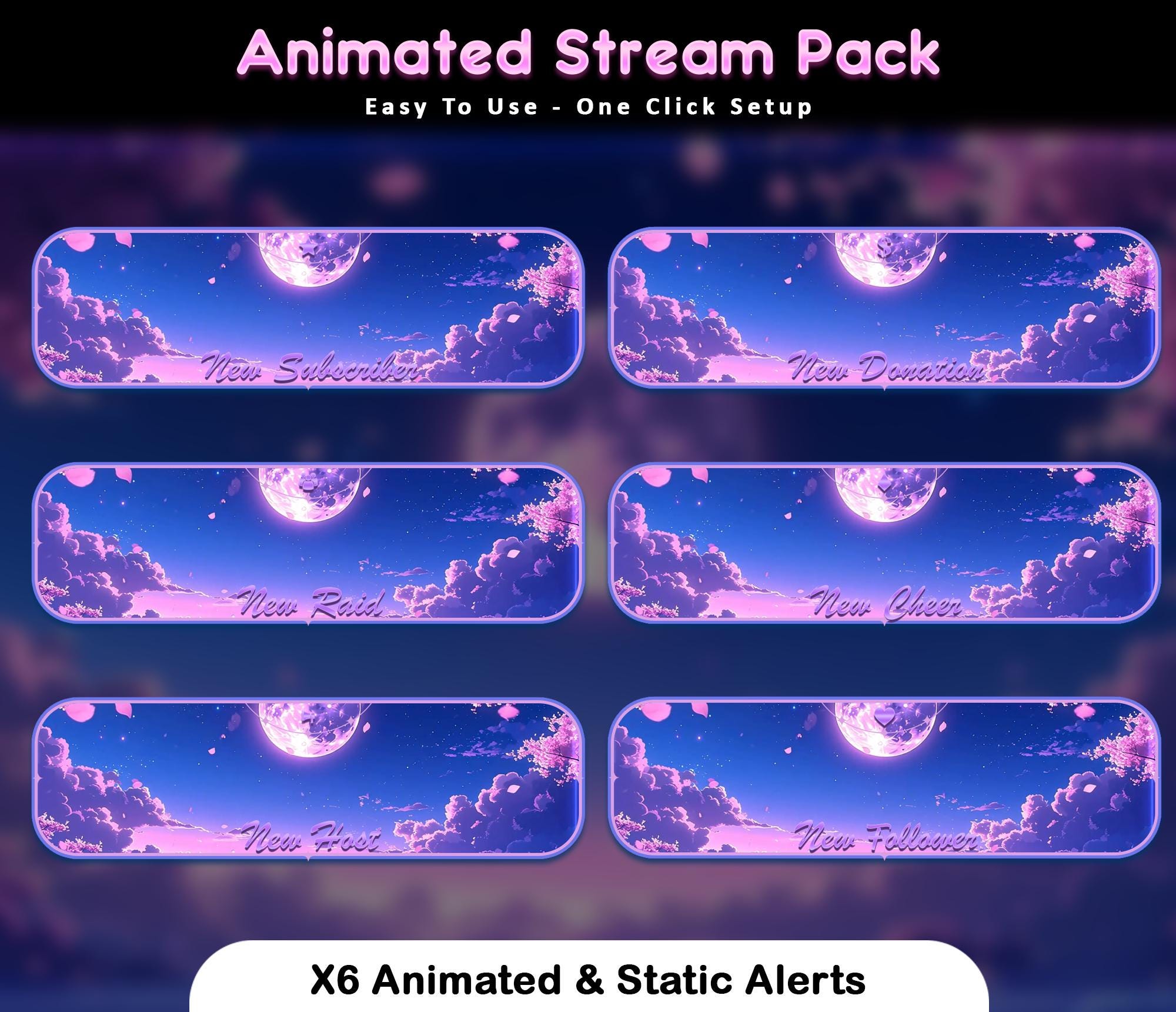 Sakura Moon Animated Stream Pack — preview photo 6