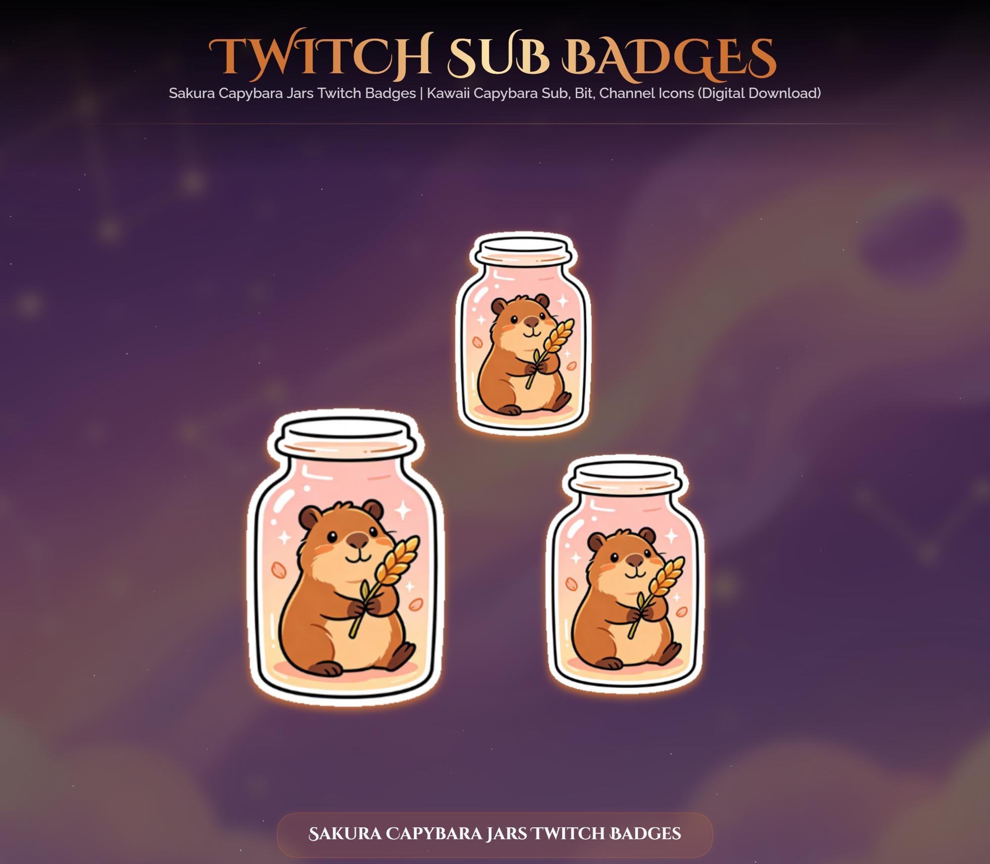 Sakura Capybara Jars Twitch Badges — preview photo 4