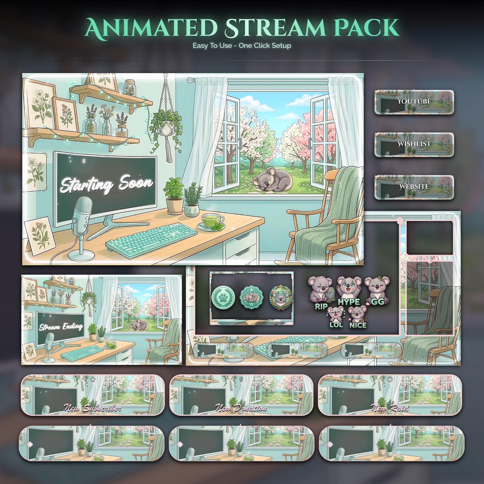Matcha Koala Animated Stream Package