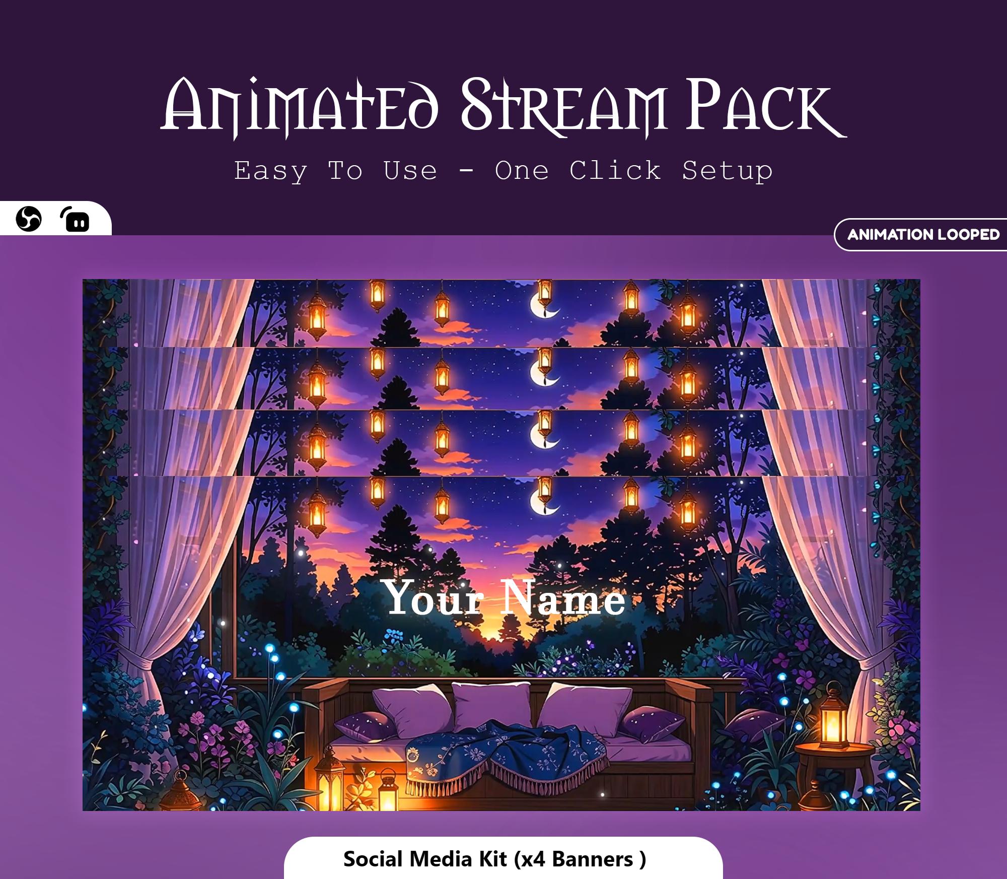 Cozy Midnight Garden Animated Overlay — preview photo 9
