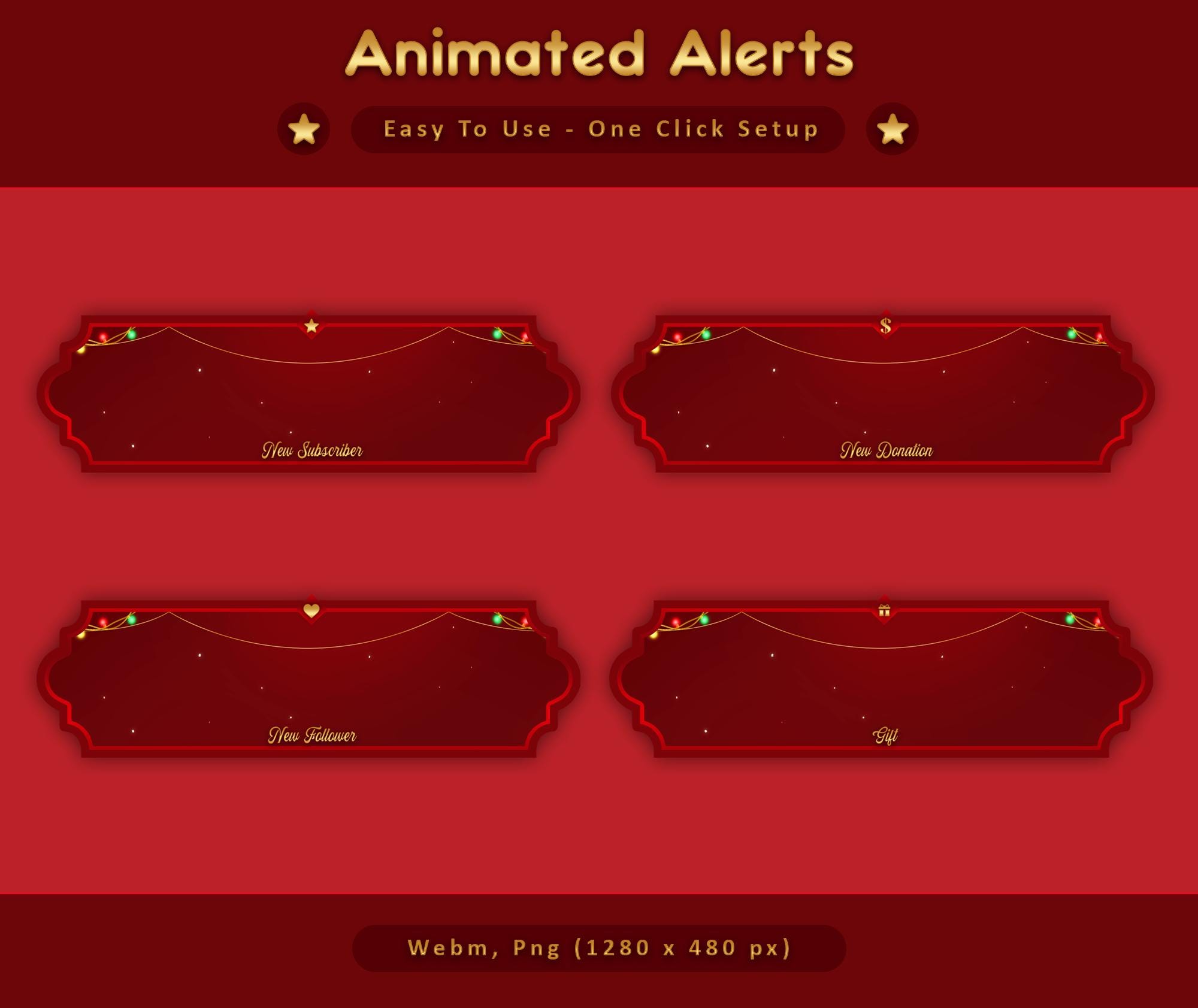 Red Gold Christmas Animated TikTok Stream Overlay Package (Digital Download) — preview photo 8