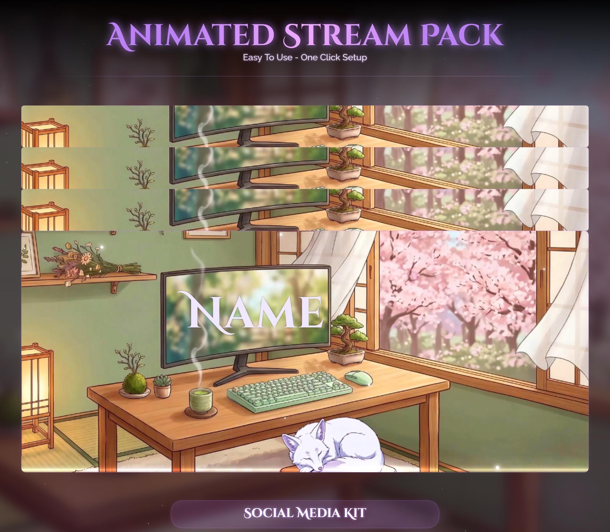 Sakura Fox Setup Animated Stream Package: For Twitch Overlay, YouTube, Kick — preview photo 10