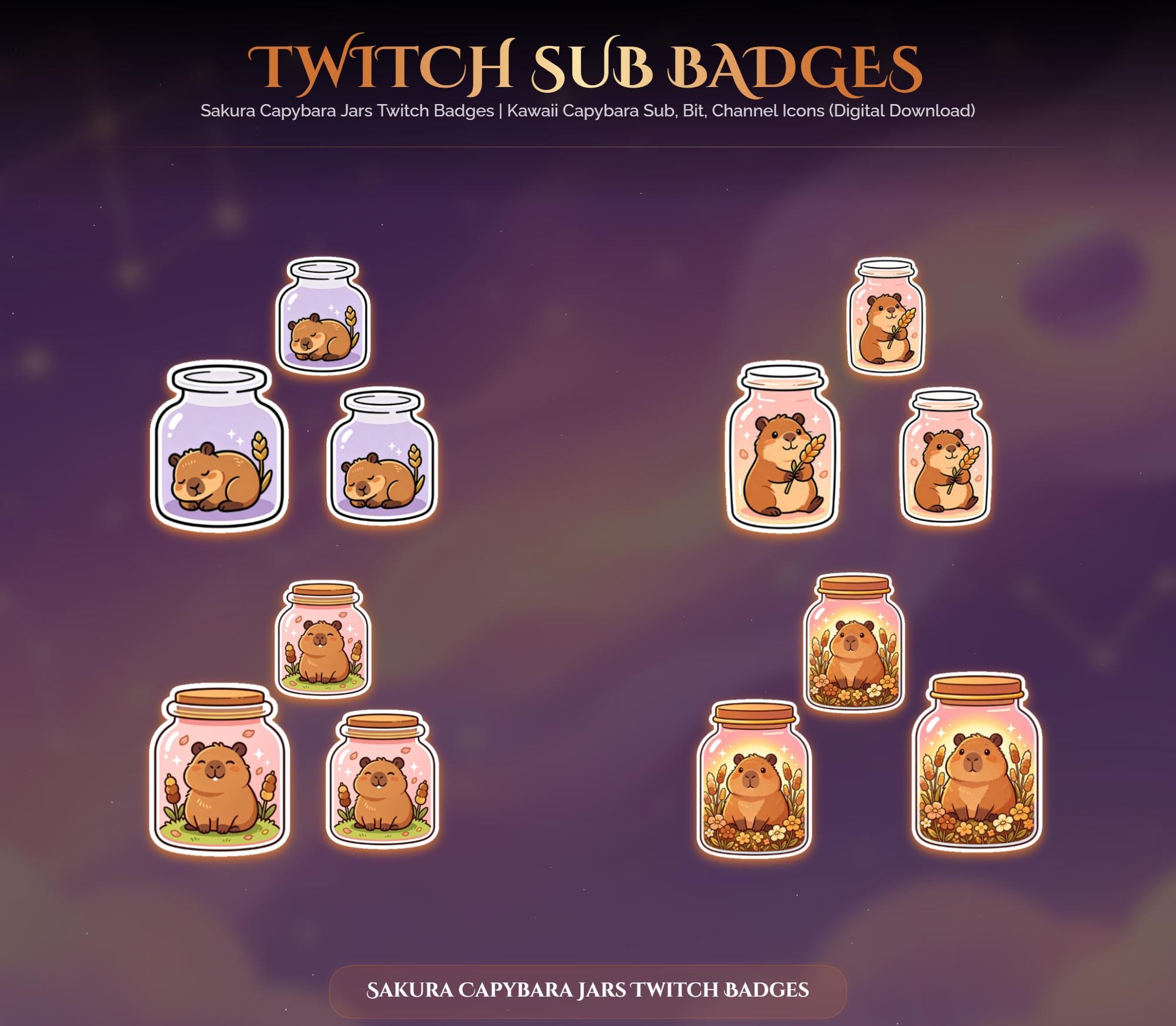 Sakura Capybara Jars Twitch Badges — preview photo 2
