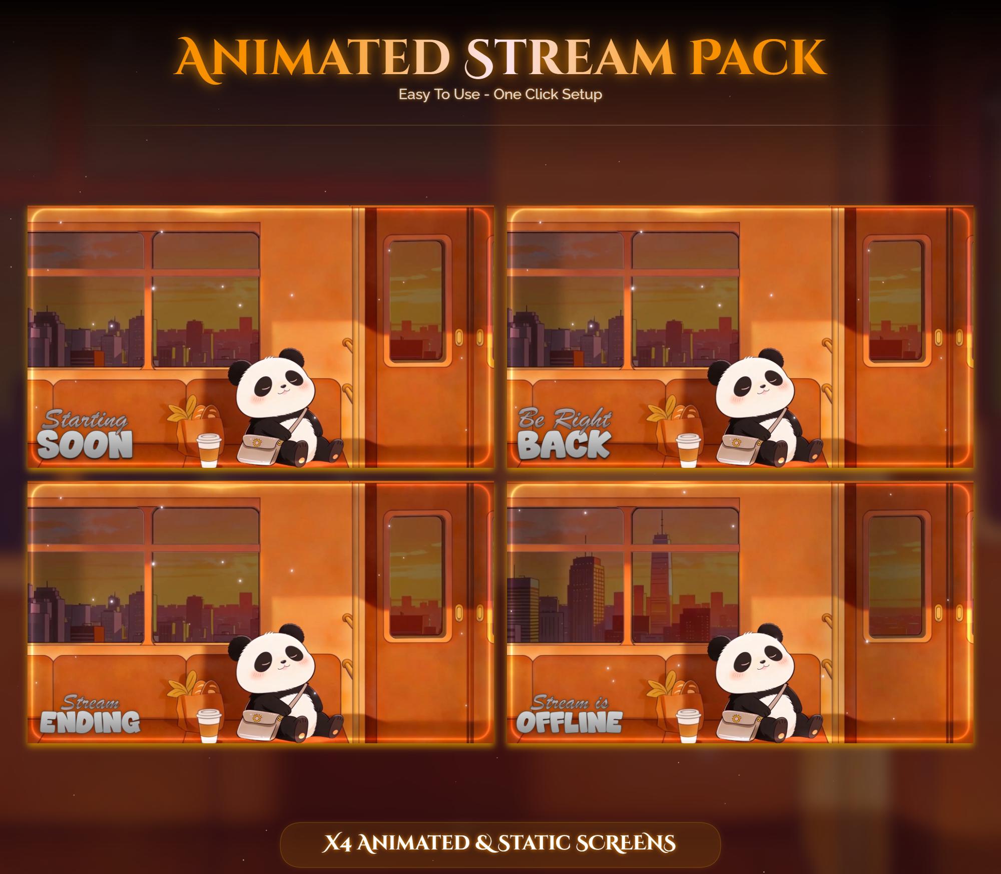 Train Sunset Panda Overlay Animated Stream Package: For Twitch, YouTube, Kick — preview photo 2