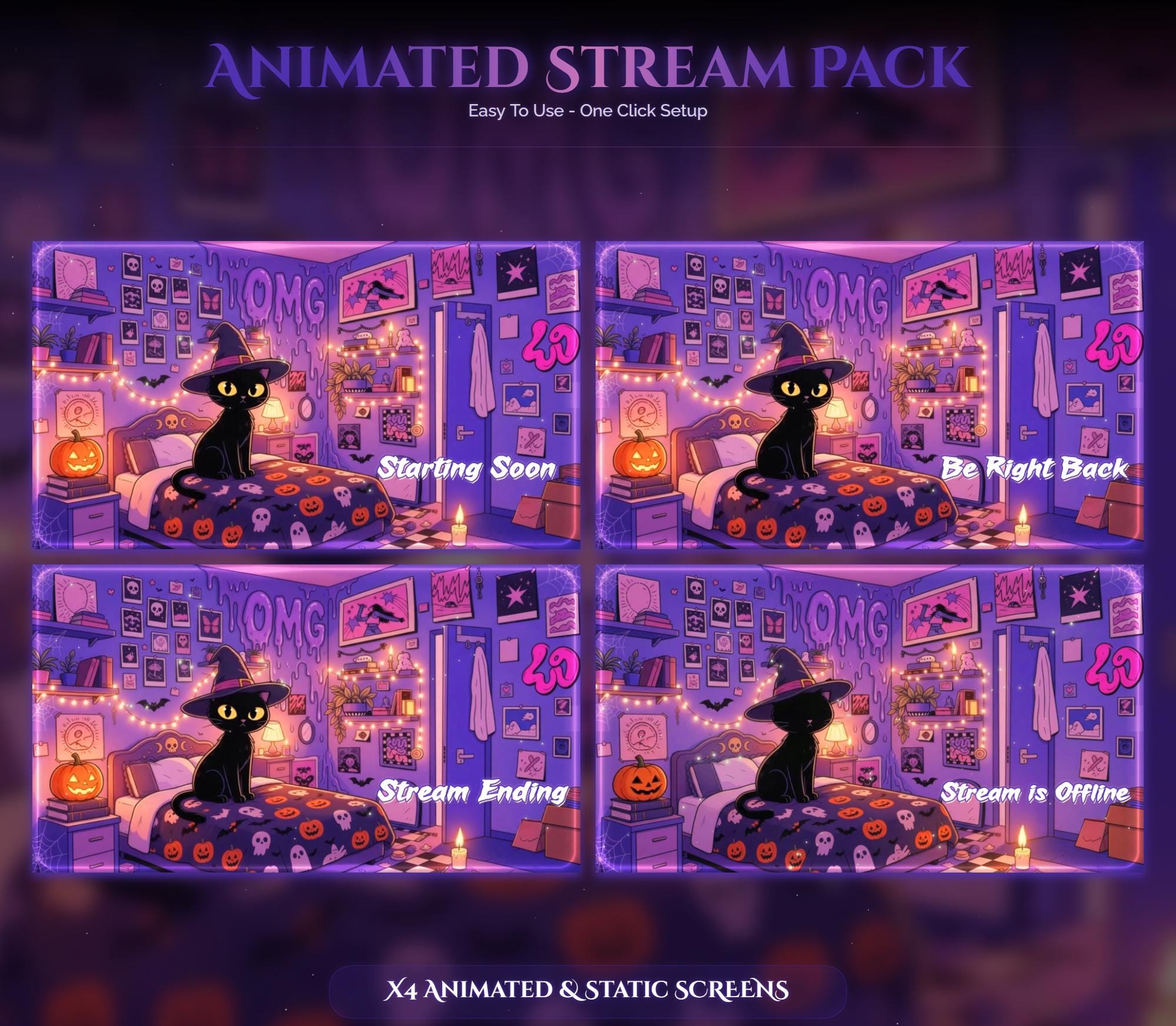 Spooky Witch Cat Animated Overlay — preview photo 2
