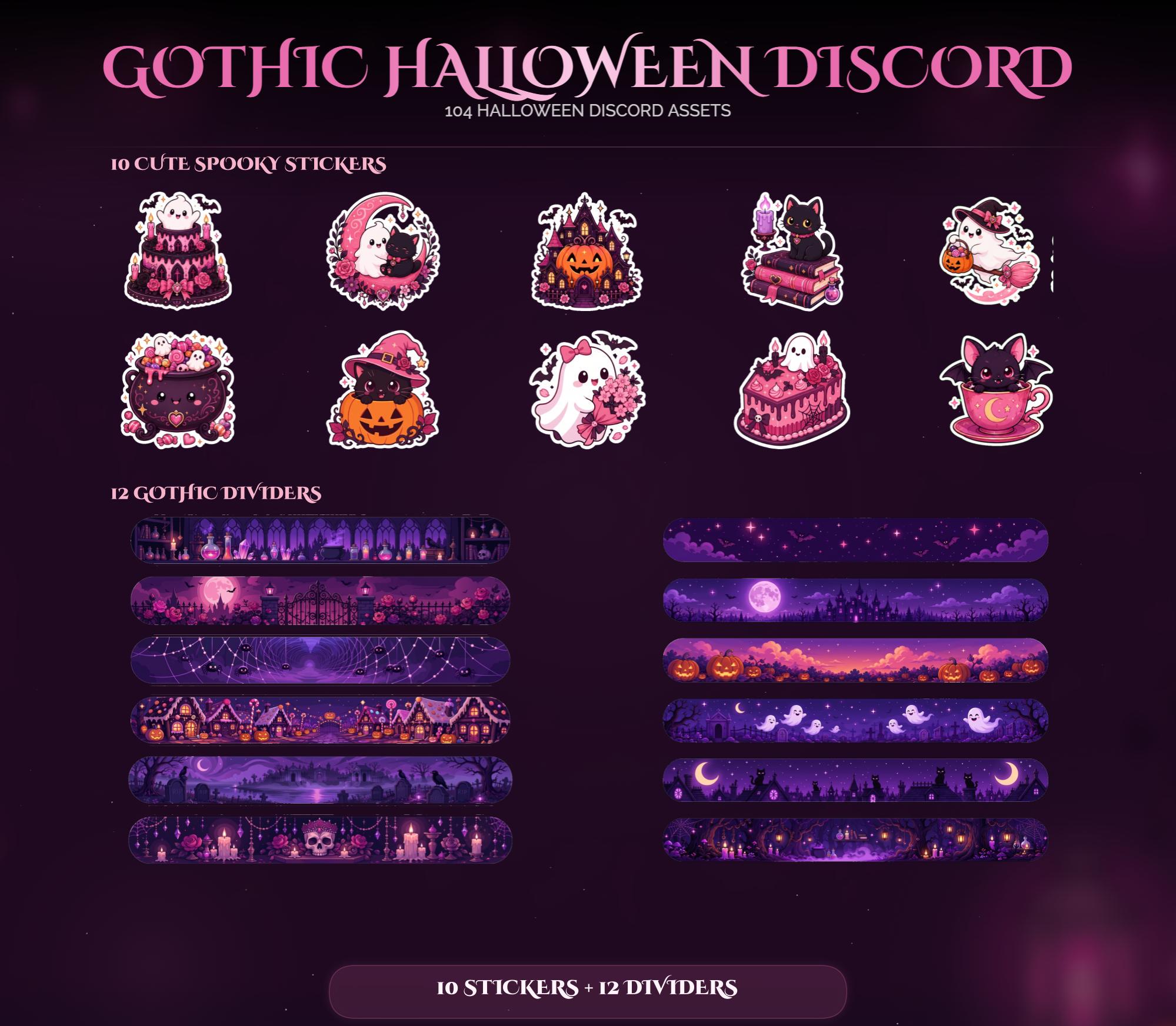 Gothic Halloween Discord Kit: Pink Spooky PNG Icons, Emotes, Stickers (Digital Download) — preview photo 3