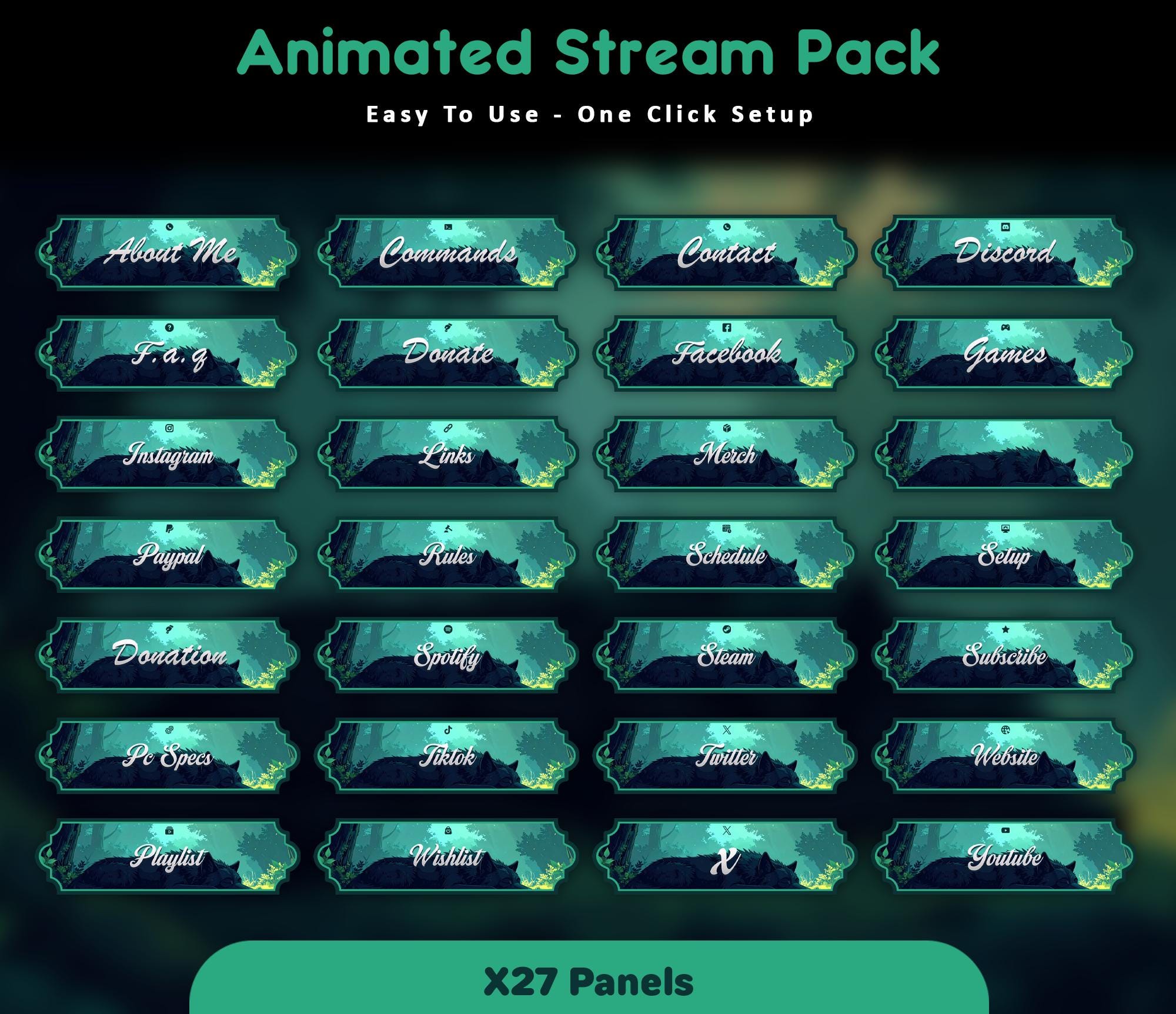 Forest Wolf Animated Stream Package: For Twitch Overlay, YouTube, Kick — preview photo 3