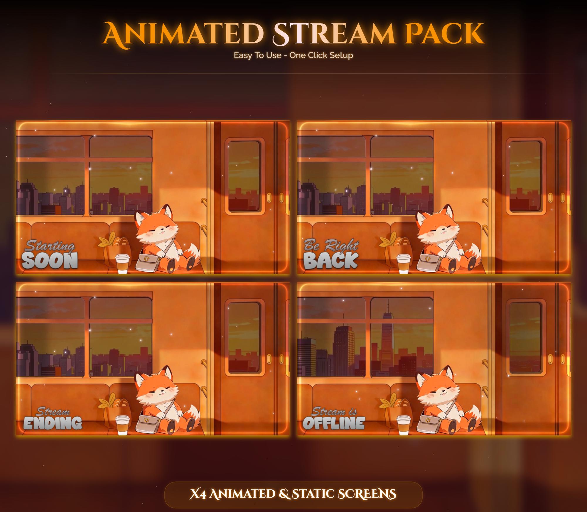 Train Sunset Fox Overlay Animated Stream Package: For Twitch, YouTube, Kick — preview photo 2