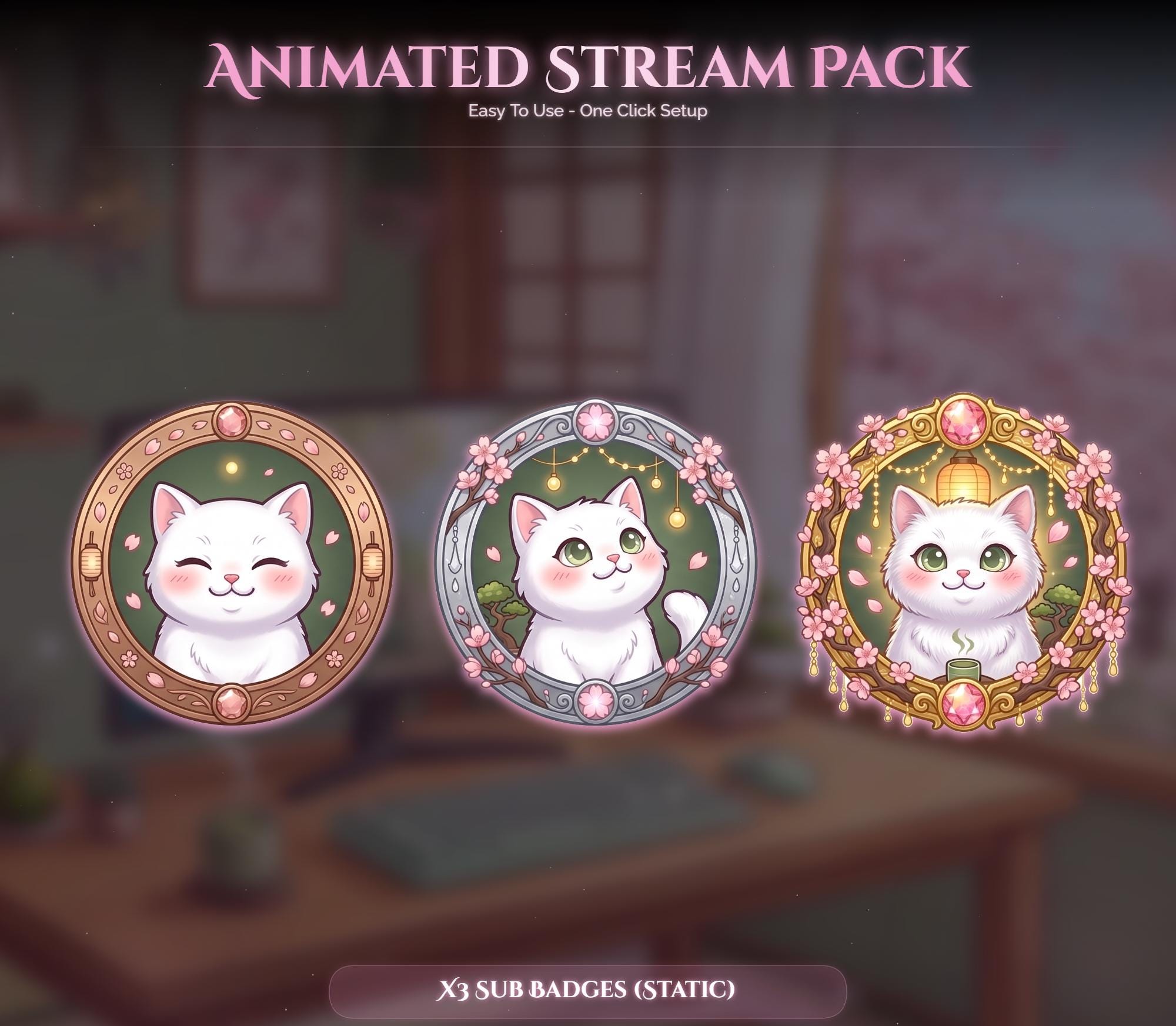 Sakura Setup Cat Animated Stream Package — preview photo 9