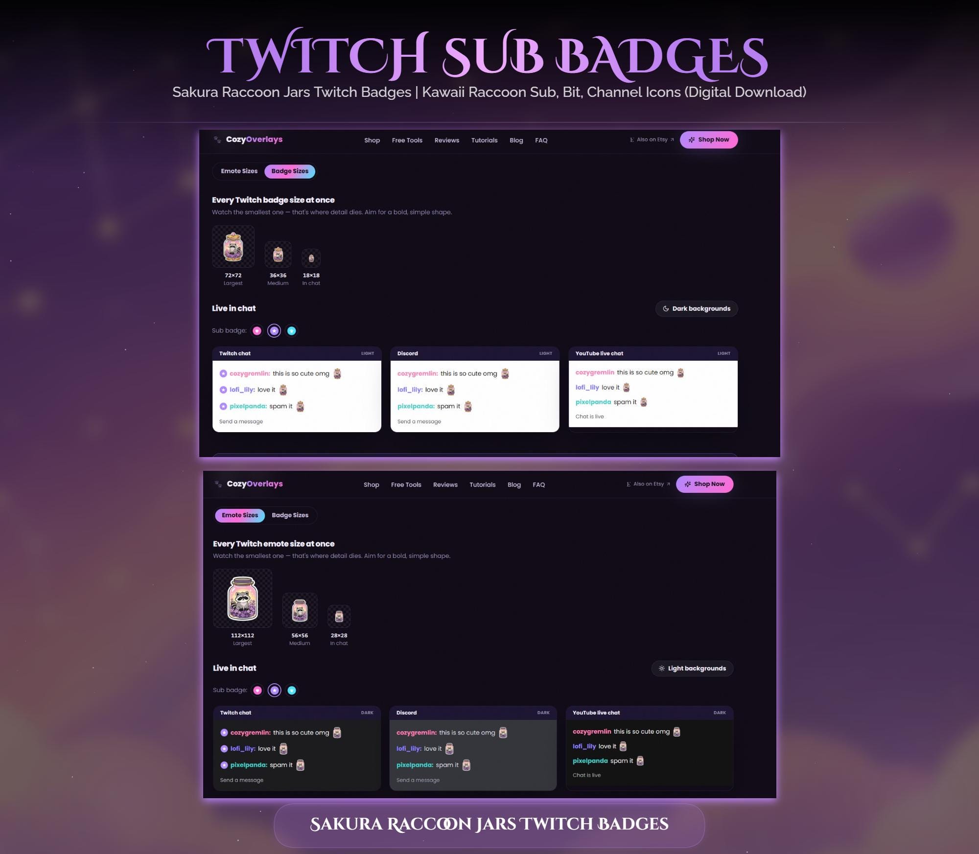 Sakura Raccoon Jars Twitch Badges — preview photo 6