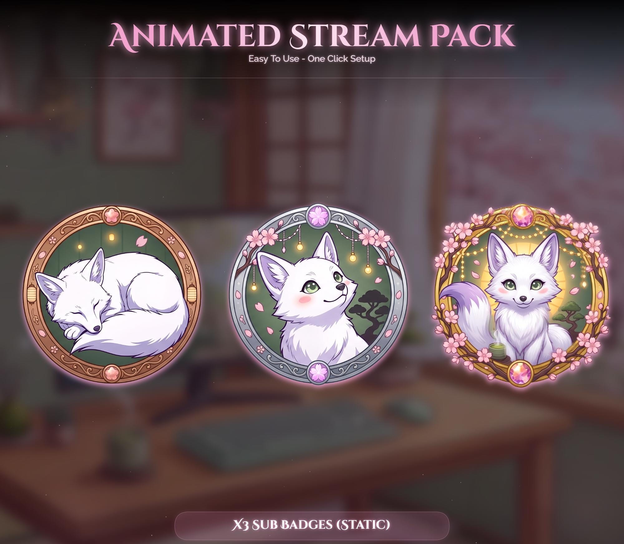 Sakura Fox Setup Animated Stream Package: For Twitch Overlay, YouTube, Kick — preview photo 6