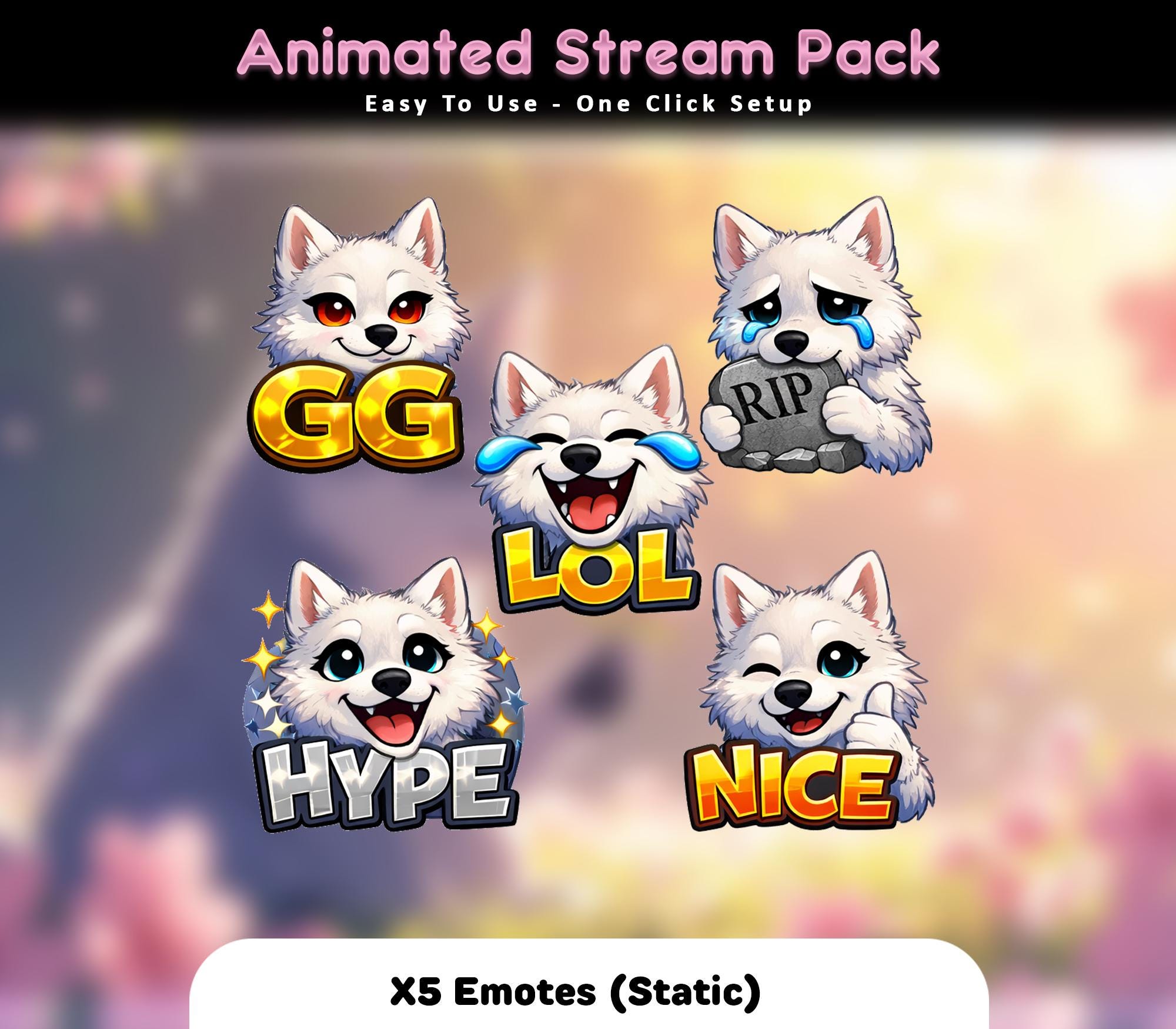 Blossom Wolf Animated Stream Package: For Twitch Overlay, YouTube, Kick — preview photo 5