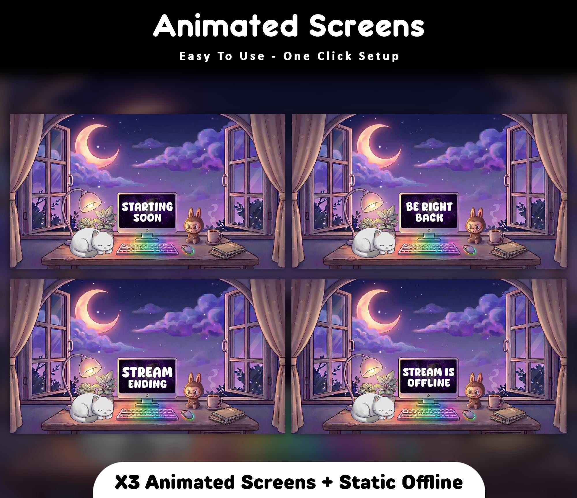 Cat Cozy Room Twitch Screens