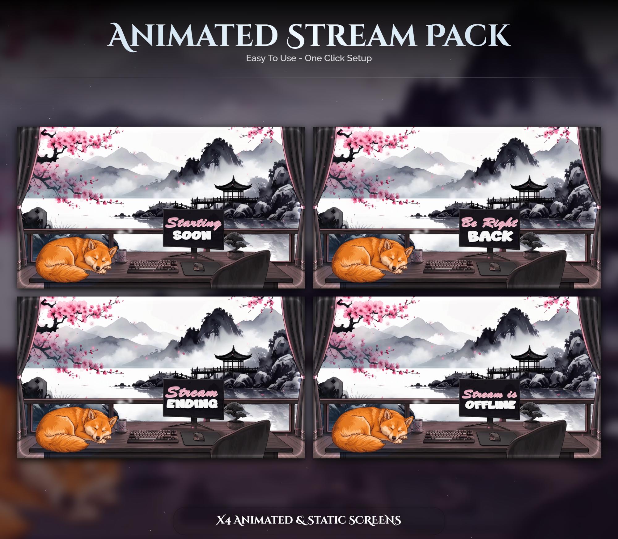 Akita Inu Dog Overlay Animated Stream Package: Twitch, YouTube, Kick — preview photo 2