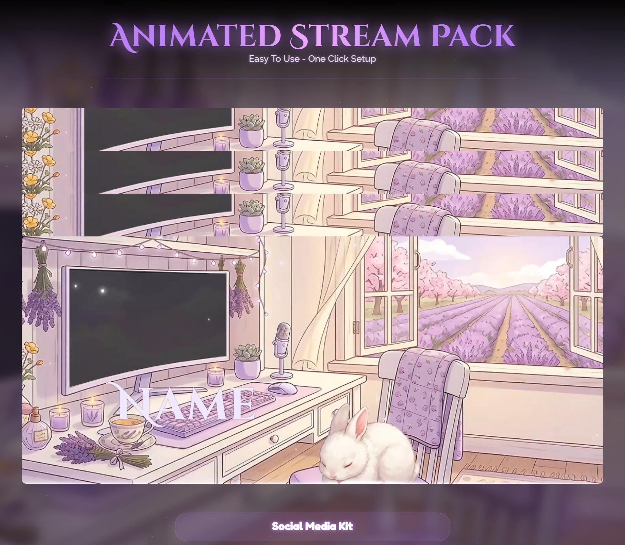 Lavender Spring Rabbit Animated Stream Package — preview photo 10