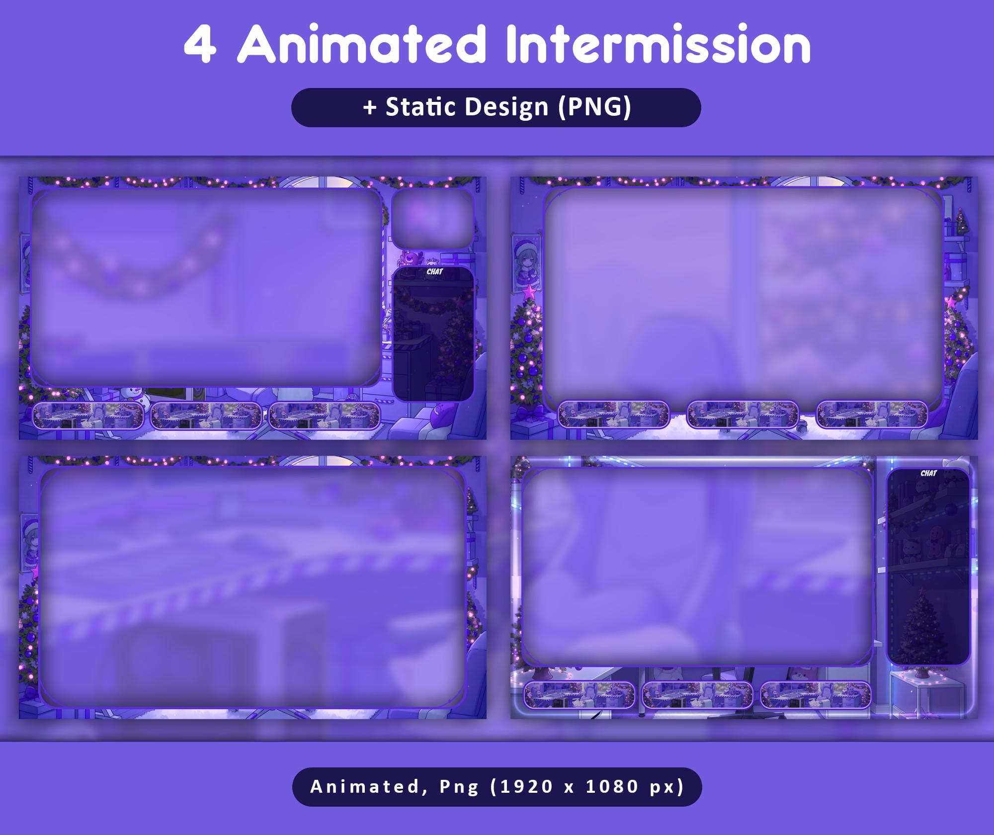 Purple Cat Overlay Animated Stream Pack — preview photo 4