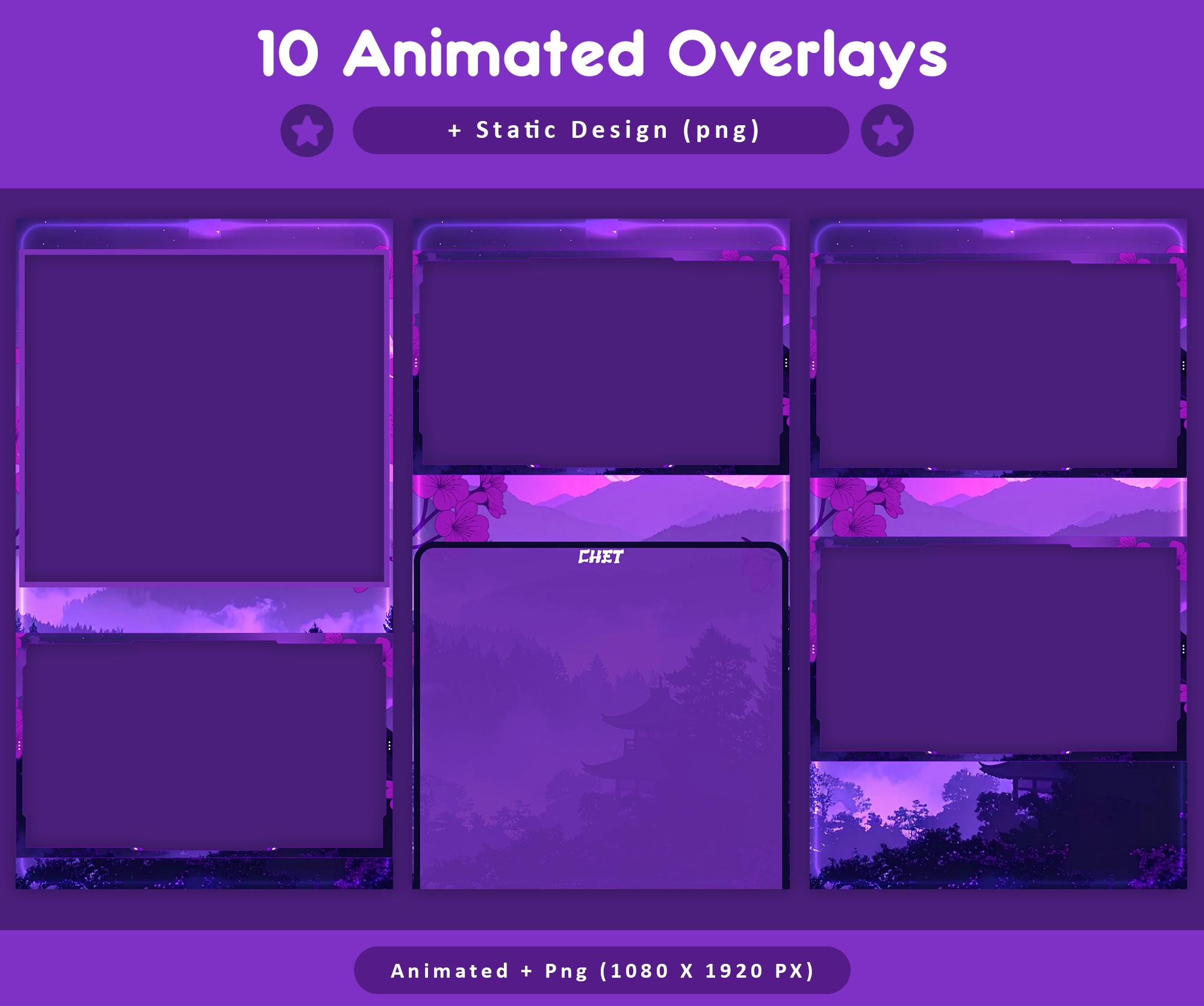 Purple Moon Sakura Animated TikTok Stream Overlay Package, TikTok Overlays (Digital Download) — preview photo 5