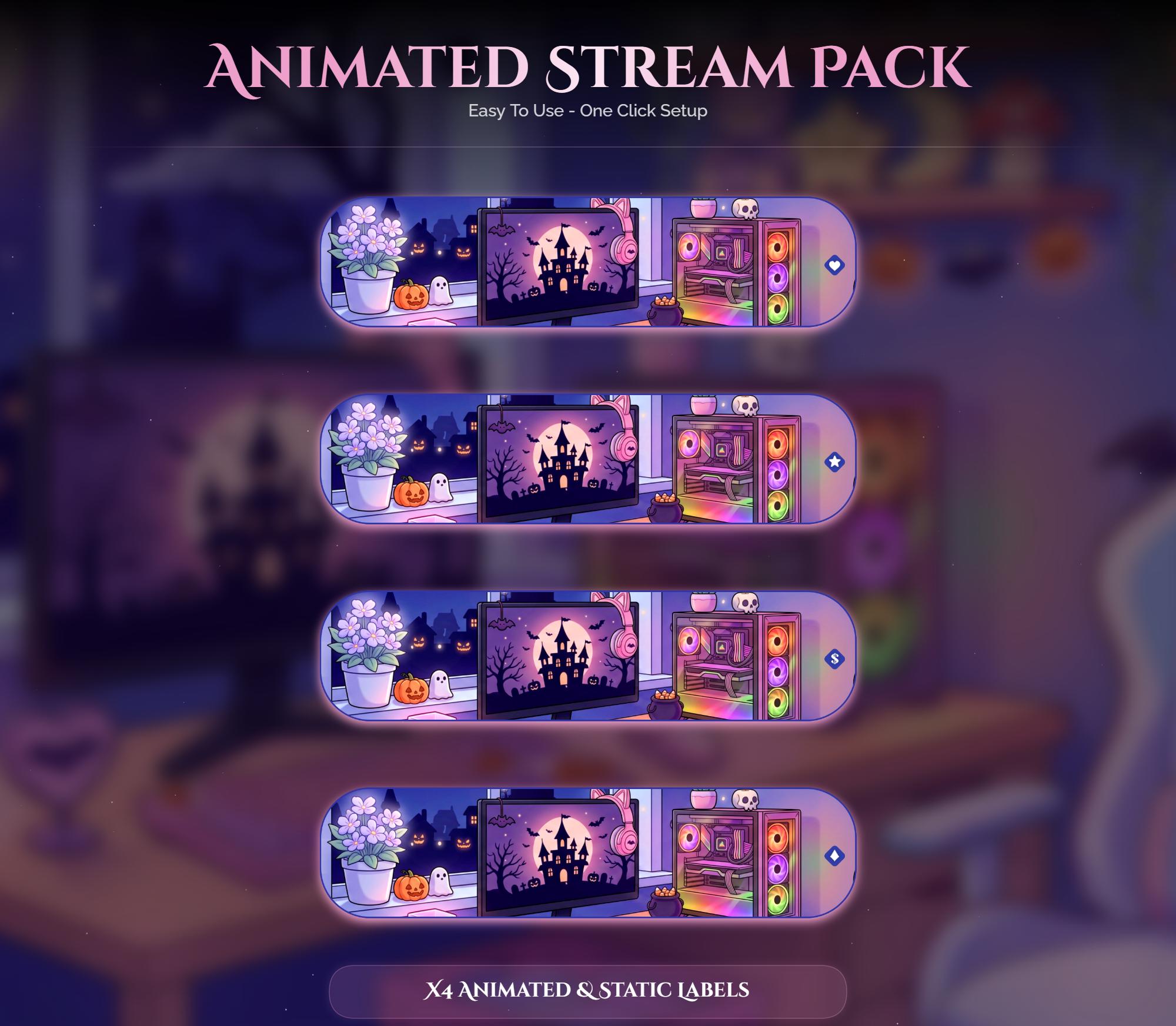 Animated Spooky Halloween Twitch Overlay Pack — preview photo 7