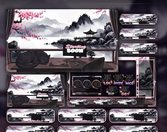 Wolf Overlay Animated Stream Package: Twitch, YouTube, Kick | Setup Room Sakura Overlays