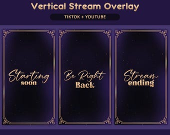 Royal Purple Night Animated TikTok Stream Overlay Package, TikTok Overlays (Digital Download)