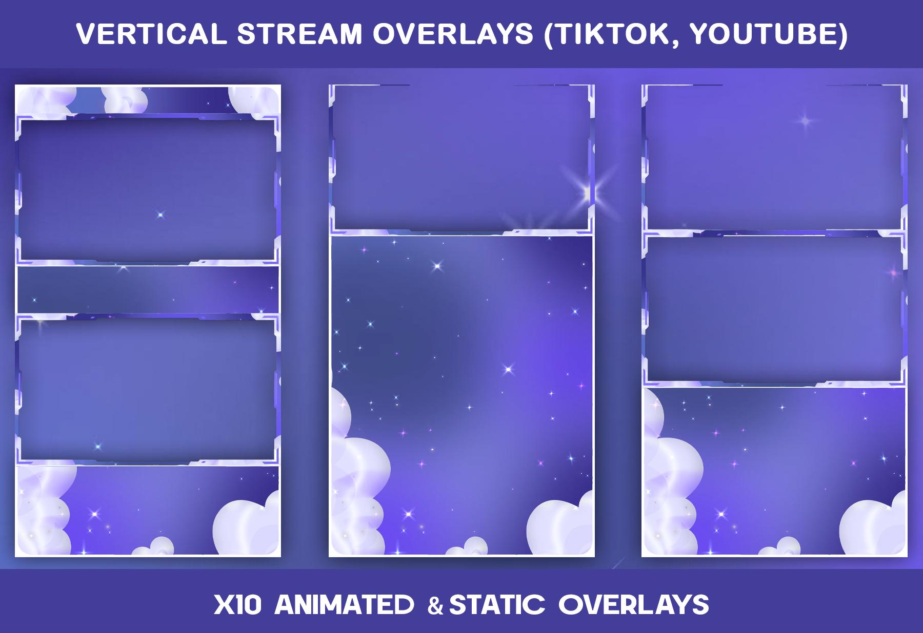 Purple Clouds Animated TikTok Stream Overlay Package : TikTok Overlays (Digital Download) — preview photo 5