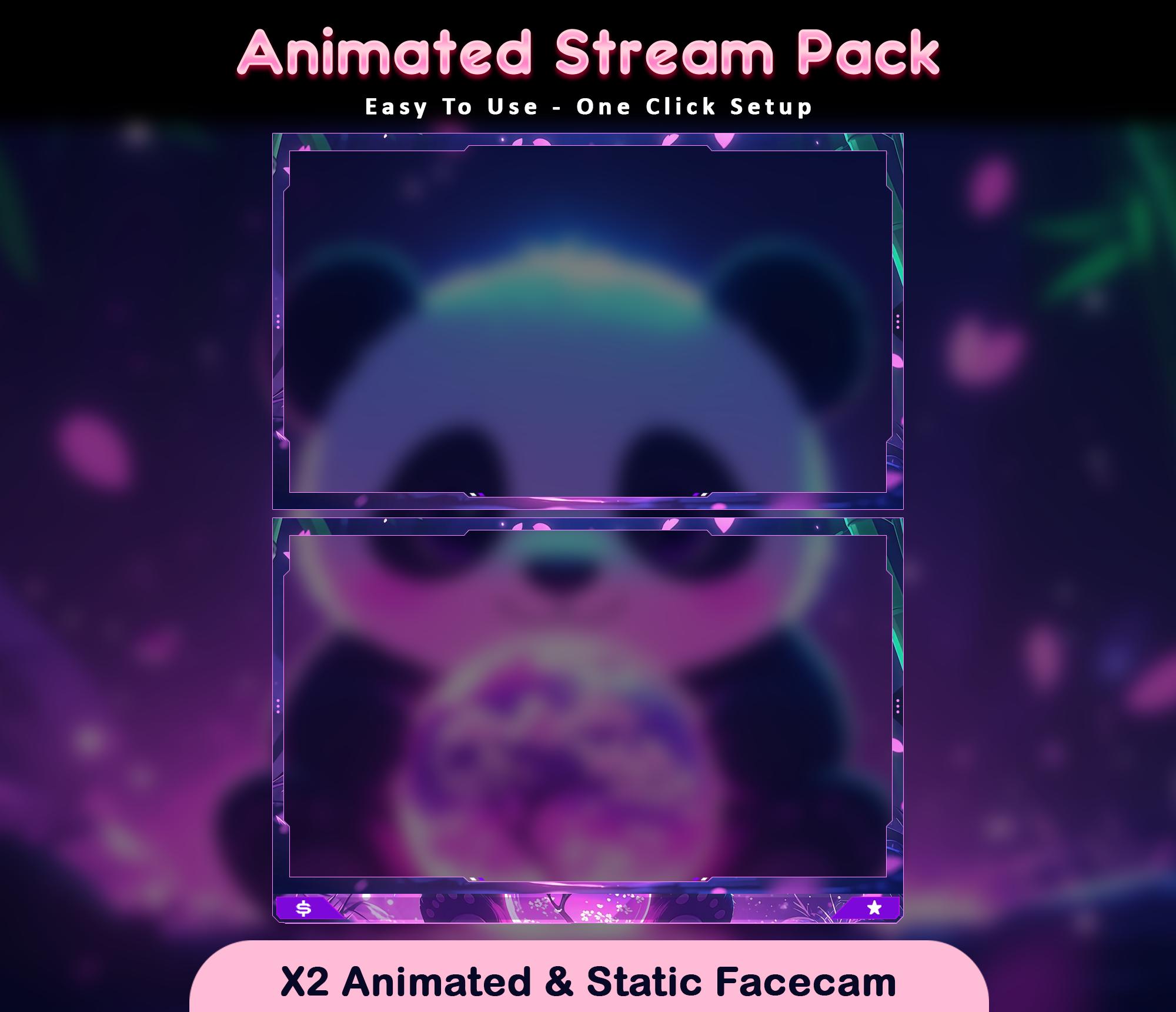Animated Panda Sakura Stream Overlay Package — preview photo 5