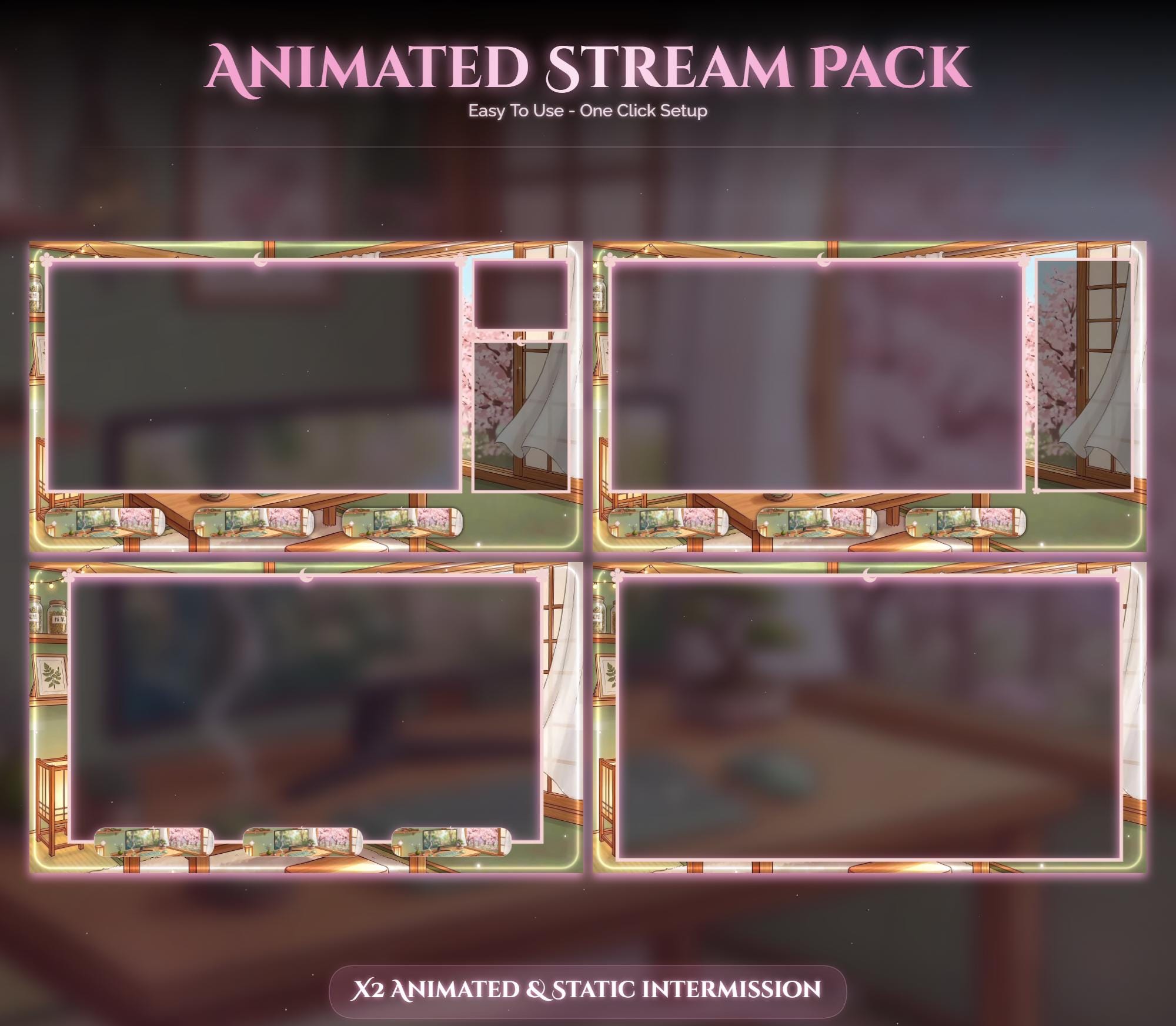 Sakura Fox Setup Animated Stream Package: For Twitch Overlay, YouTube, Kick — preview photo 3
