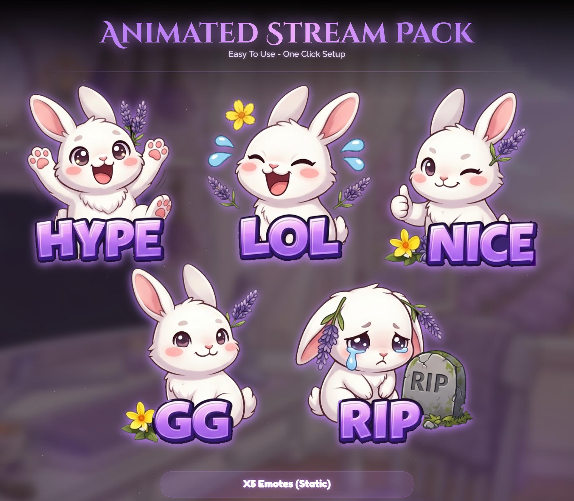 Lavender Spring Rabbit Animated Stream Package — preview photo 7