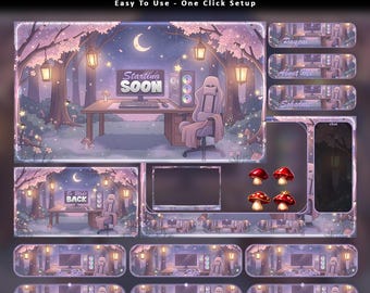 Cozy Night Animated Stream Package: For Twitch Overlay, YouTube, Kick | Gaming Room Overlays