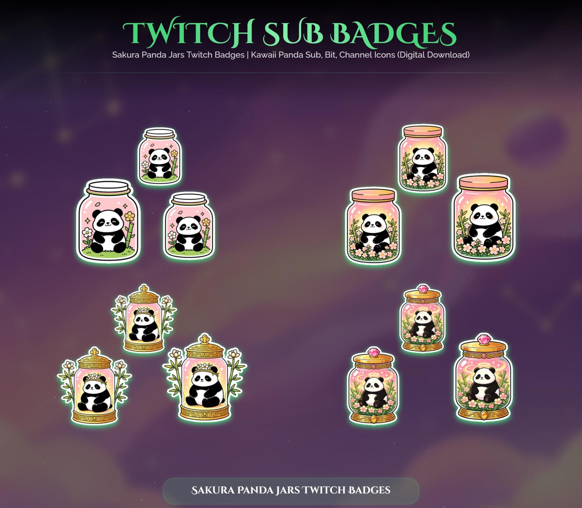 Sakura Panda Jars Twitch Badges — preview photo 6