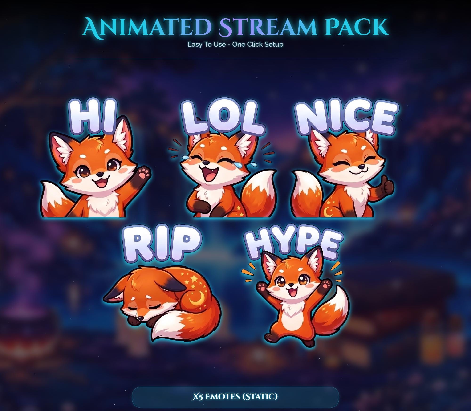 Animated Stream Pack: Spooky Raven Fox Forest Magic Overlays (Digital Download) — preview photo 7
