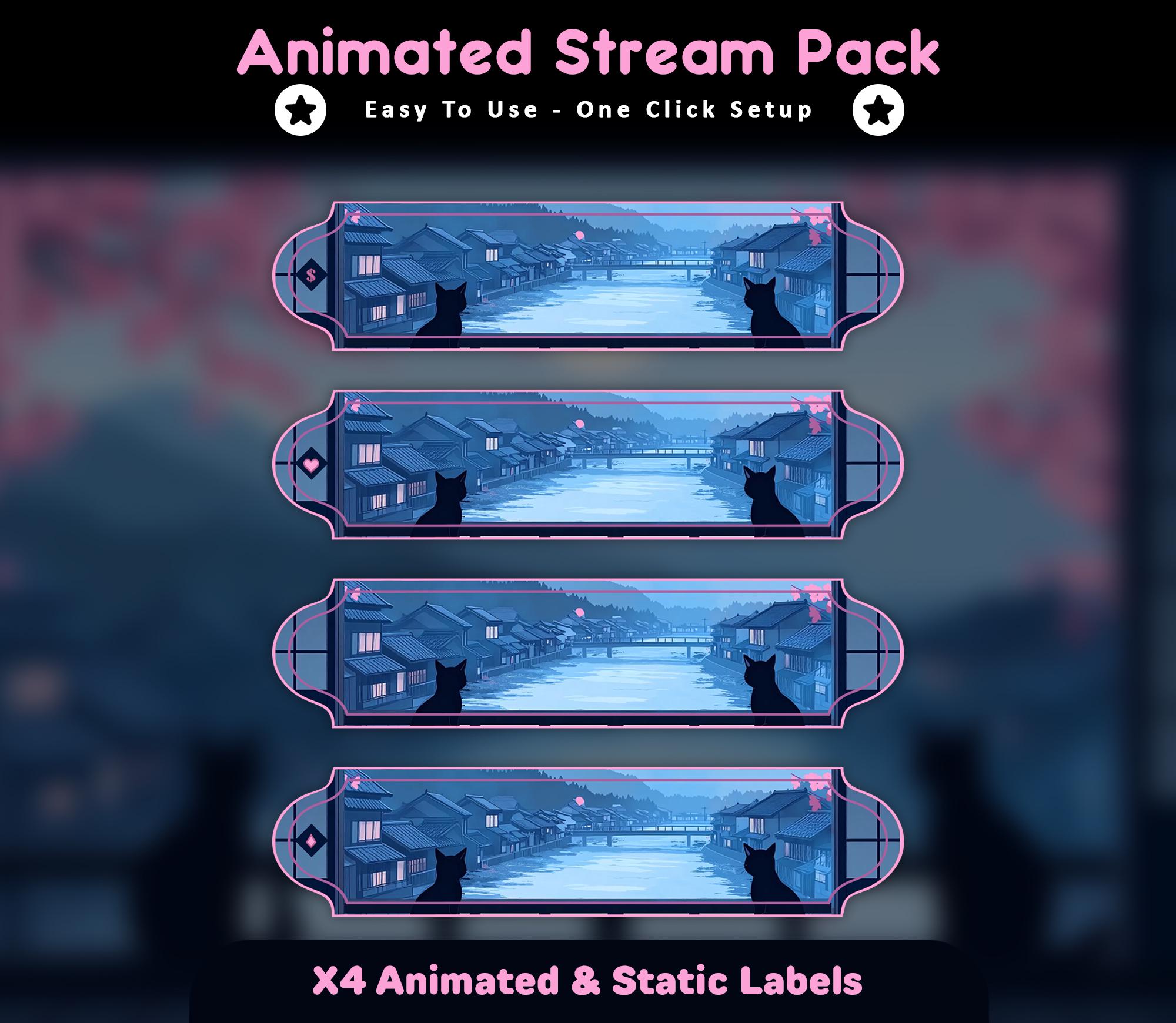 Sakura Cat Animated Stream Package: Twitch Overlay, YouTube, Kick (Digital Download) — preview photo 8