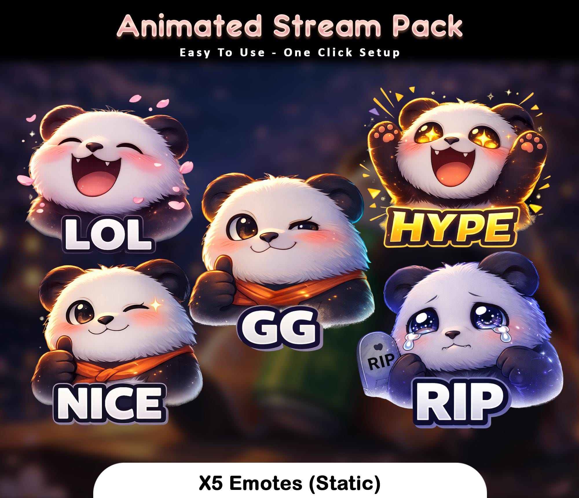 Sakura Panda Animated Stream Package: Twitch Overlay, YouTube, Kick — preview photo 6