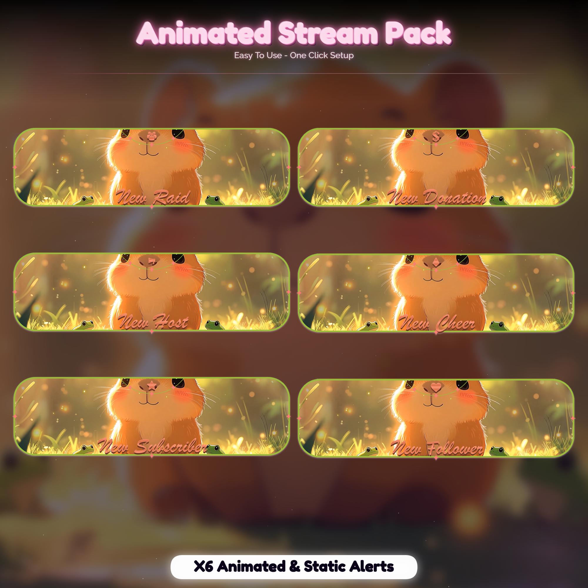 Capybara Forest Animated Stream Package : Twitch Overlay, YouTube, Kick — preview photo 6