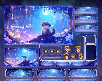 Otter Forest Magic Animated Stream Package | Twitch Overlay | YouTube | kick | Otter overlays