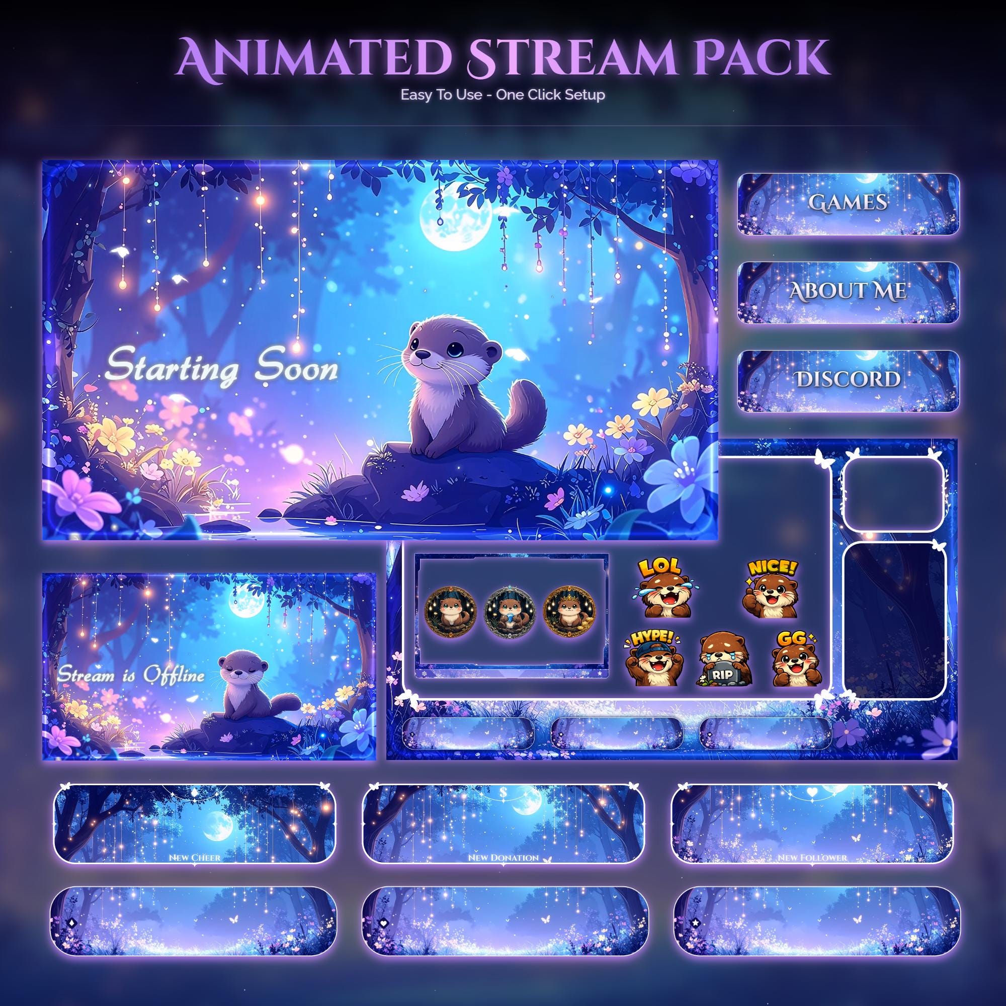 Otter Forest Magic Animated Stream Package