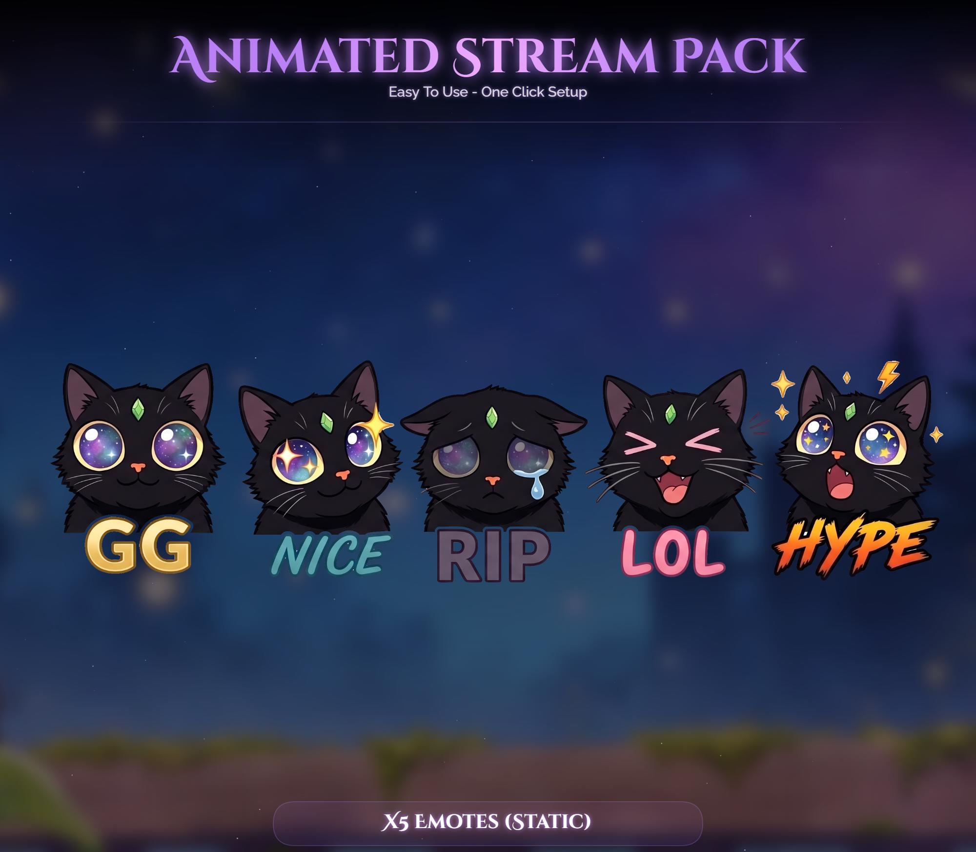 Galaxy Eyes Cat Animated Stream Pack — preview photo 7
