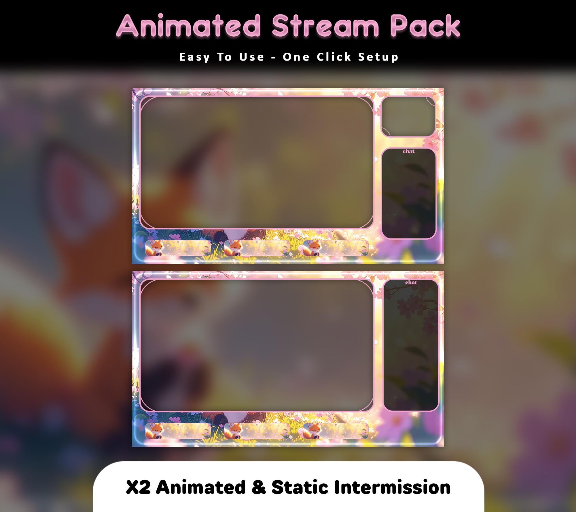 Blossom Fox Animated Stream Overlay Pack — preview photo 5