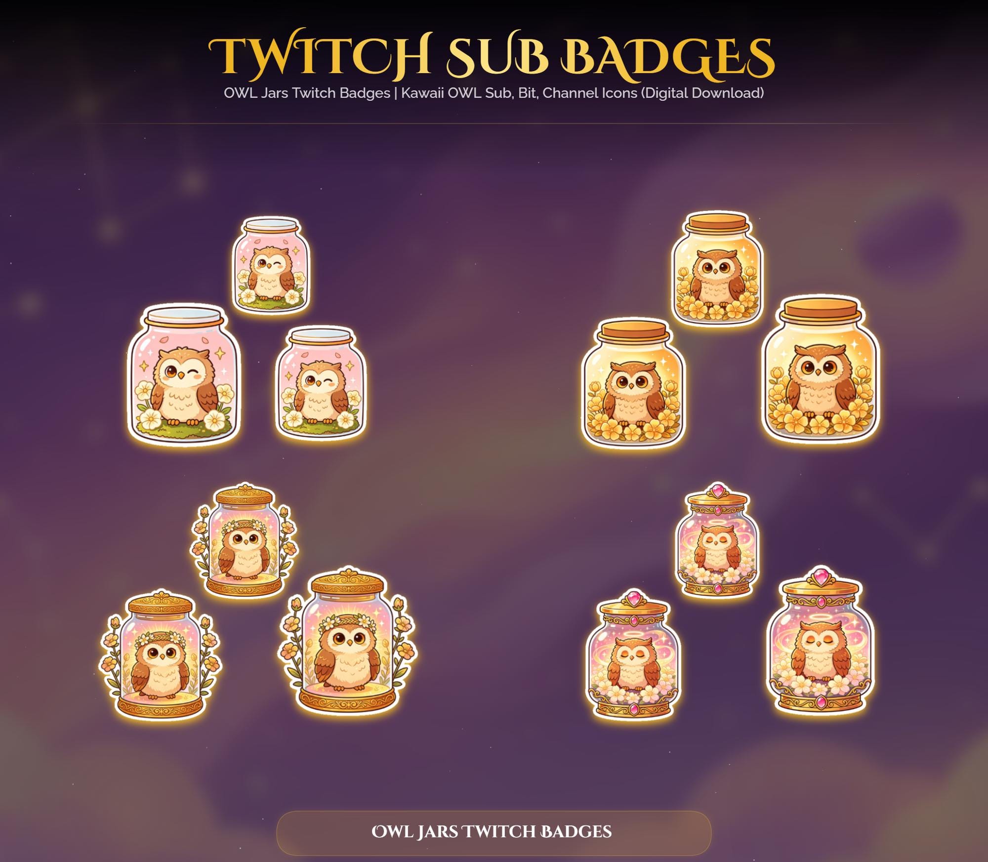 Sakura Owl Jars Twitch Badges — preview photo 6