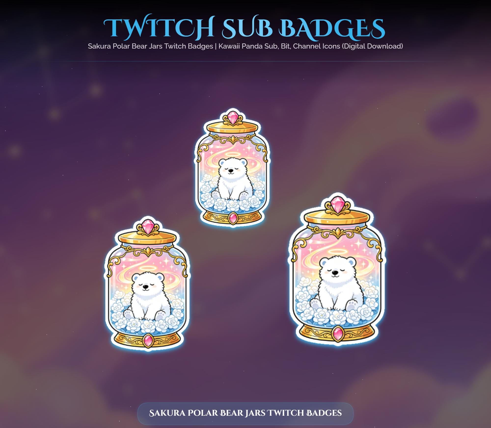 Sakura Polar Bear Jars Twitch Badges — preview photo 7
