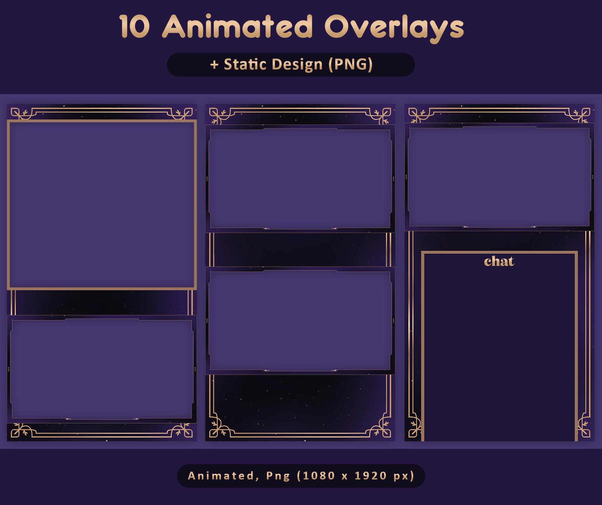 Royal Purple Night Animated TikTok Stream Overlay Package, TikTok Overlays (Digital Download) — preview photo 4