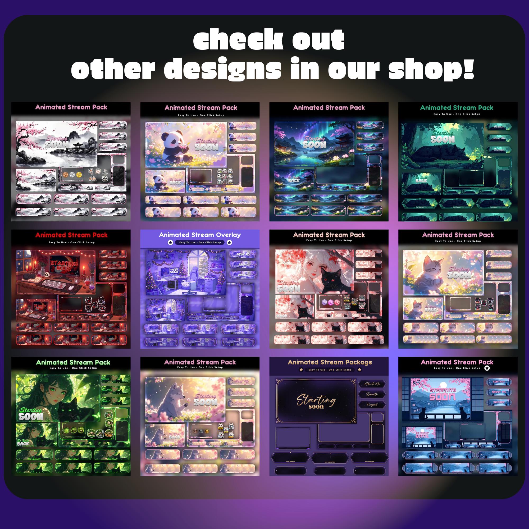 Purple Clouds Animated Stream Package: Twitch Overlay, Kick, Facecam, Panels, Alerts, Stream Overlays — preview photo 9