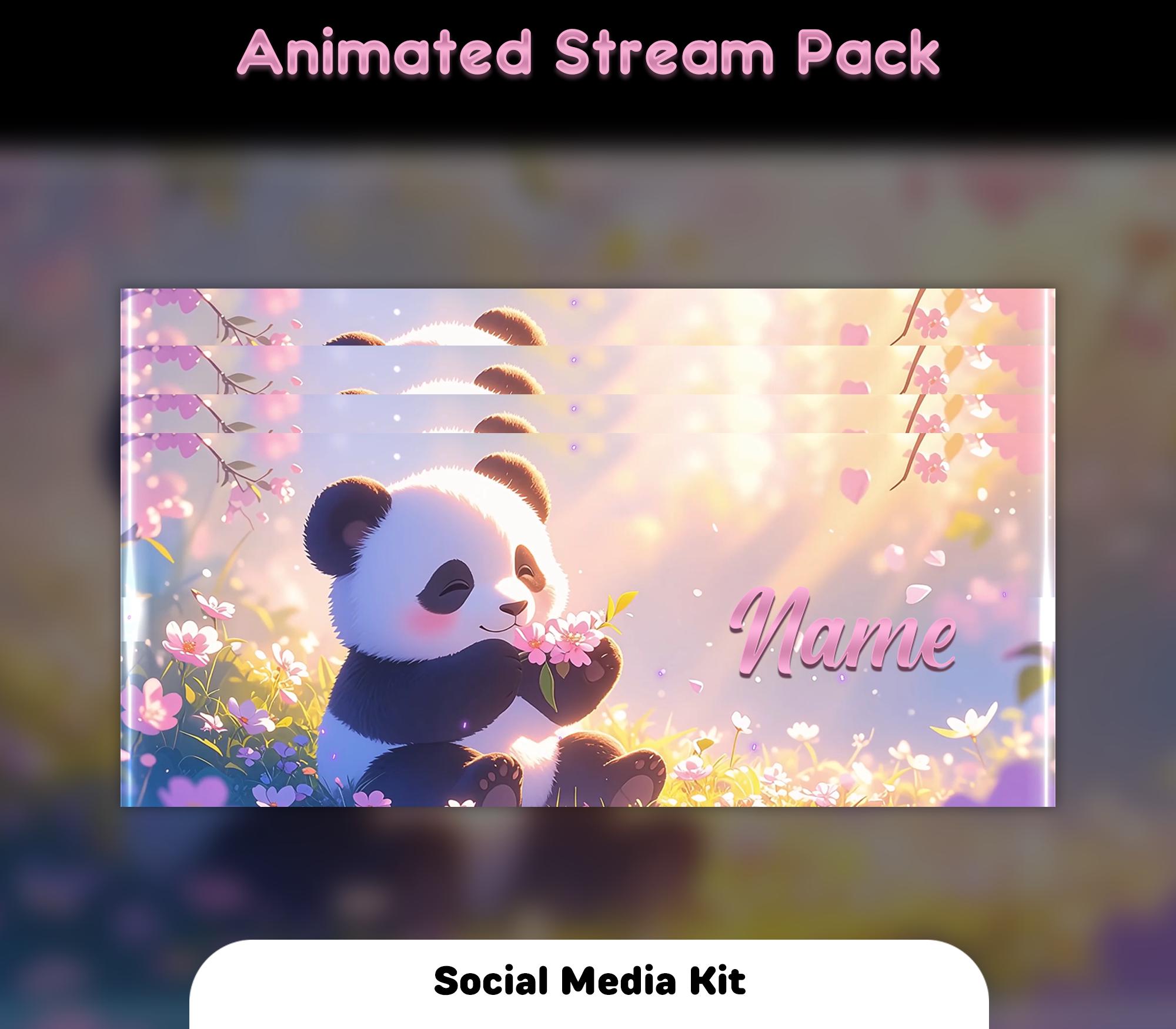 Blossom Panda Animated Stream Package: For Twitch Overlay, YouTube, Kick — preview photo 9