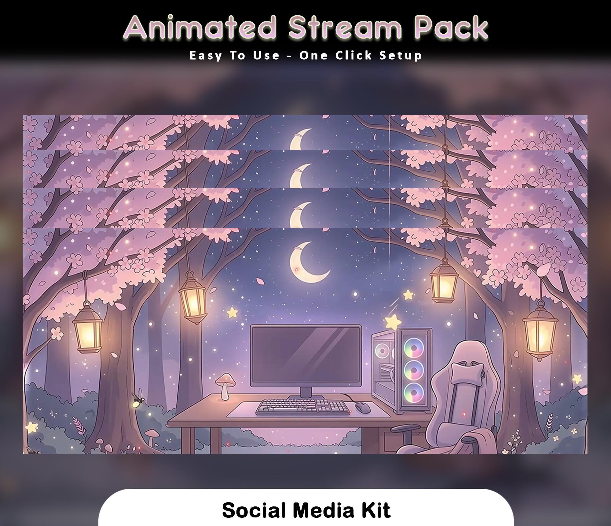 Cozy Night Animated Stream Package: For Twitch Overlay, YouTube, Kick — preview photo 9
