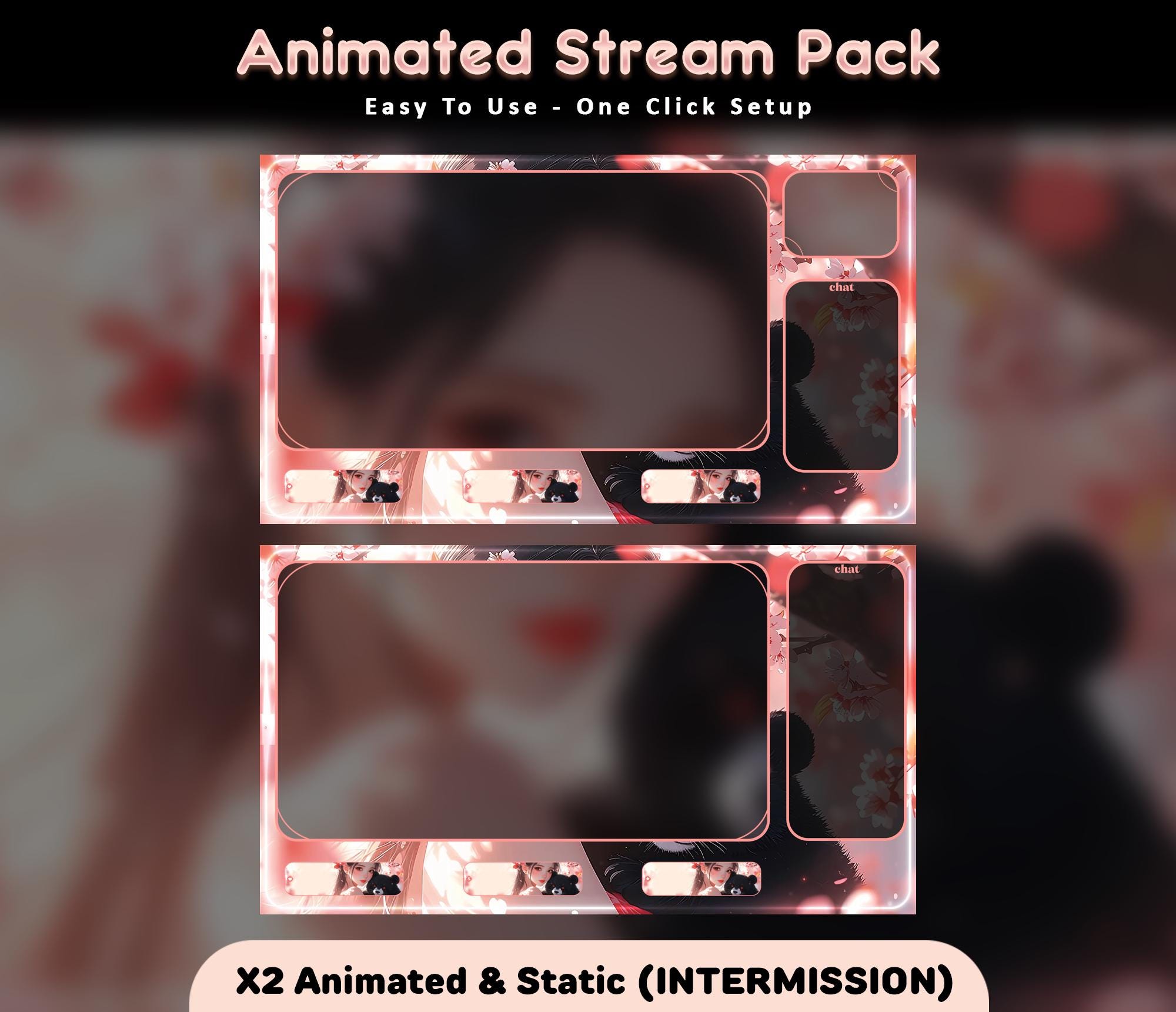 Sakura Panda Animated Stream Overlay Pack (Twitch/YouTube/Kick) — preview photo 5