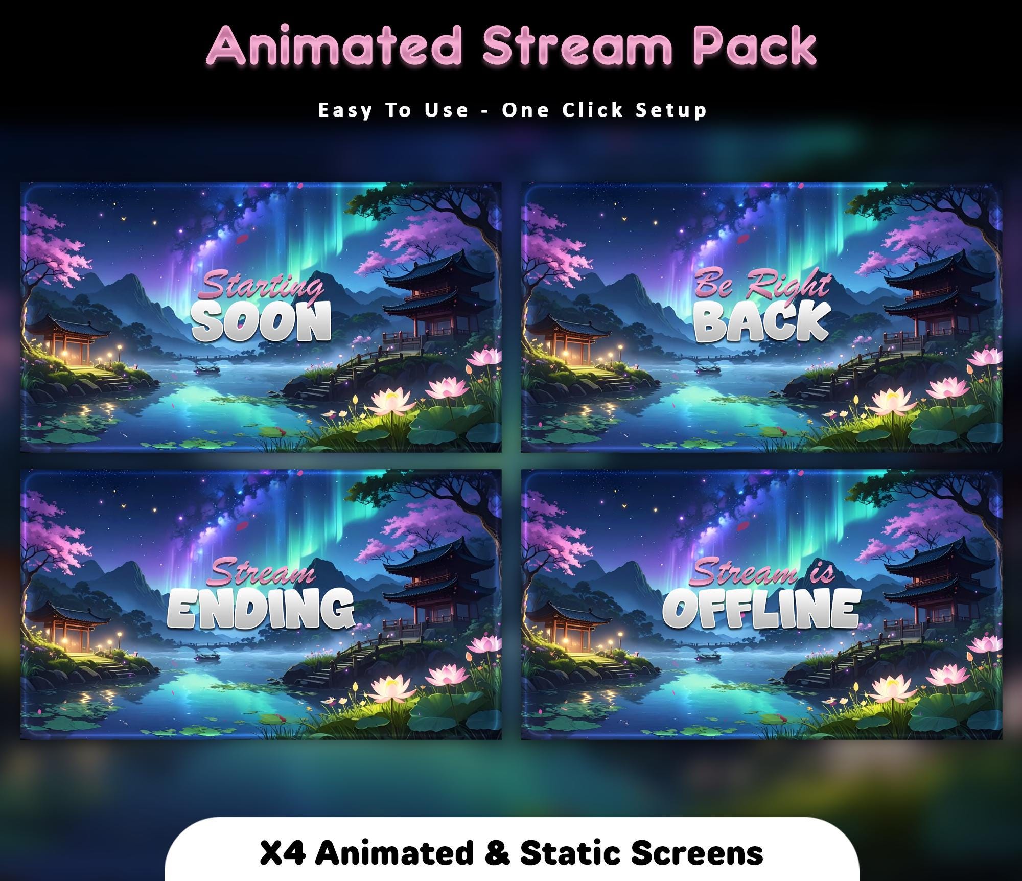 Dream Sakura Animated Stream Package: Twitch Overlay, YouTube, Kick — preview photo 2
