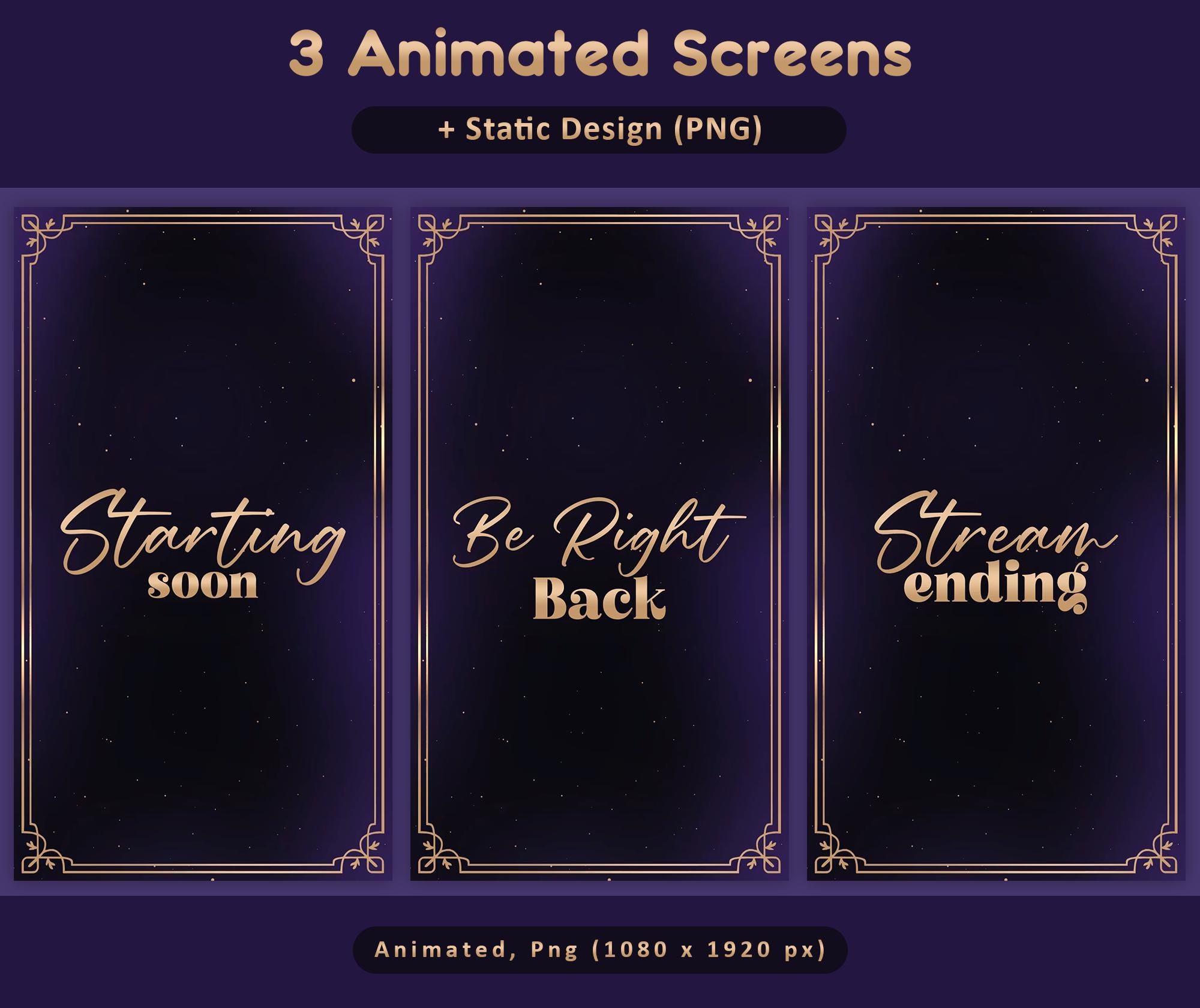 Royal Purple Night Animated TikTok Stream Overlay Package, TikTok Overlays (Digital Download) — preview photo 2