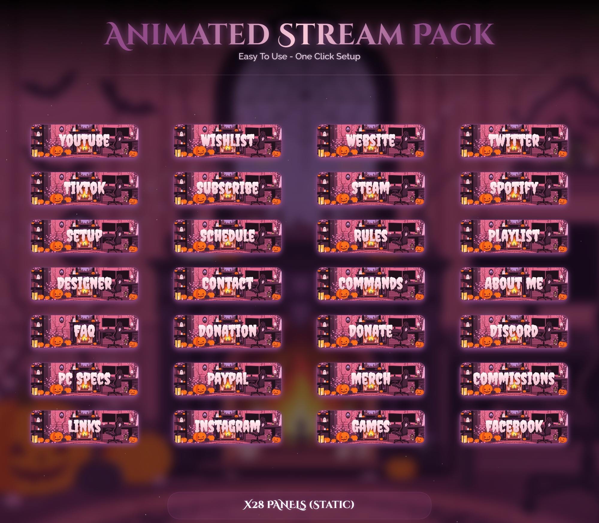 Spooky Animated Halloween Cat Room Twitch Full Stream Pack — preview photo 4