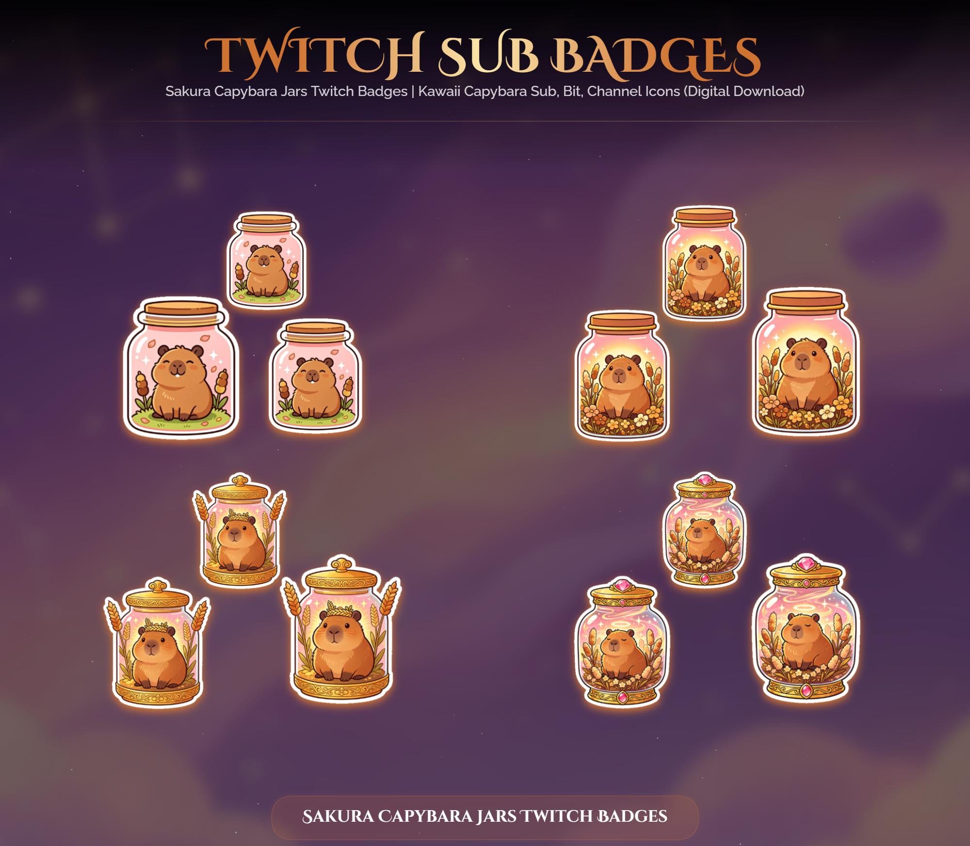 Sakura Capybara Jars Twitch Badges — preview photo 7
