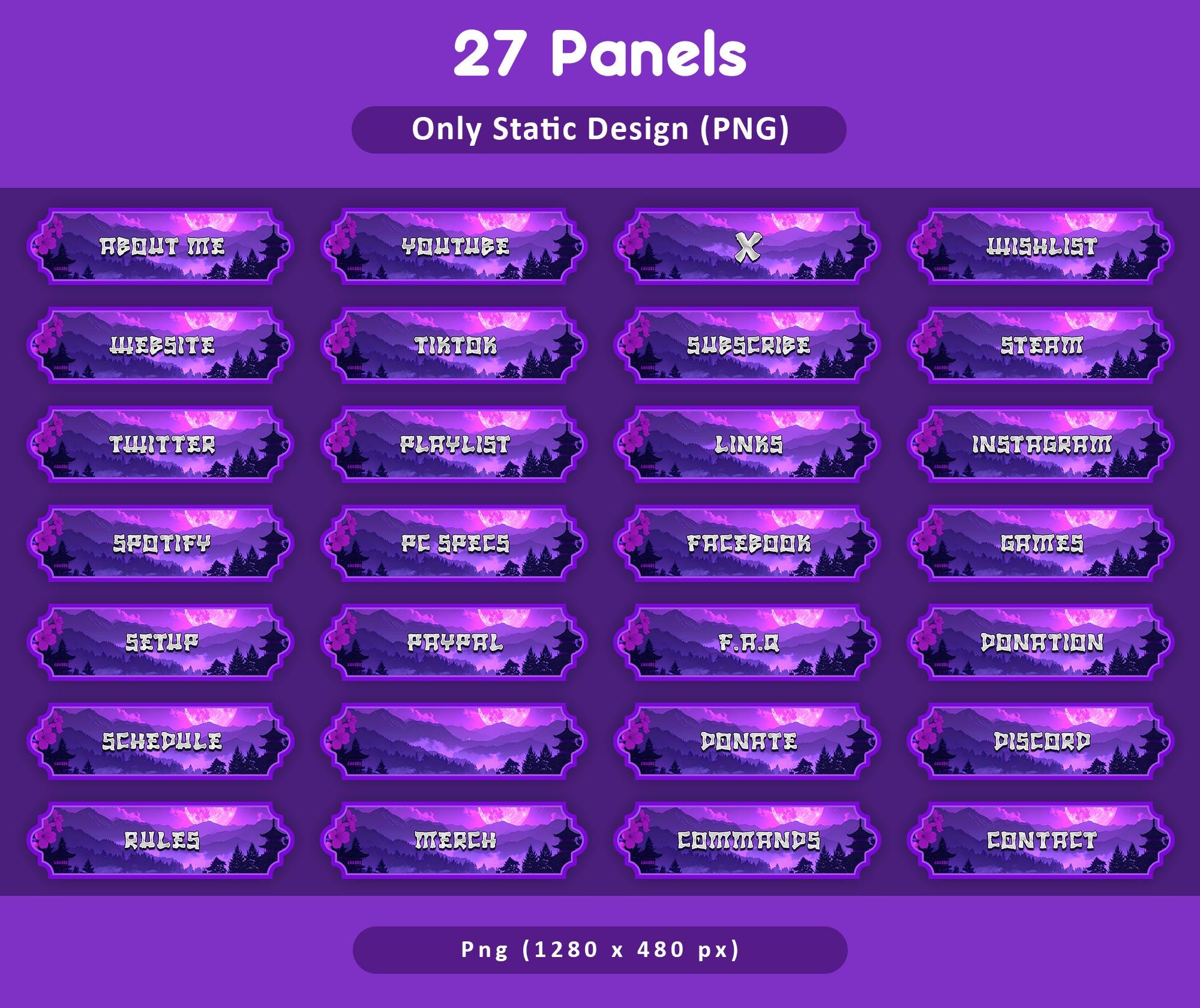 Purple Moon Sakura Animated Stream Package: Twitch Overlay, YouTube, Kick — preview photo 3